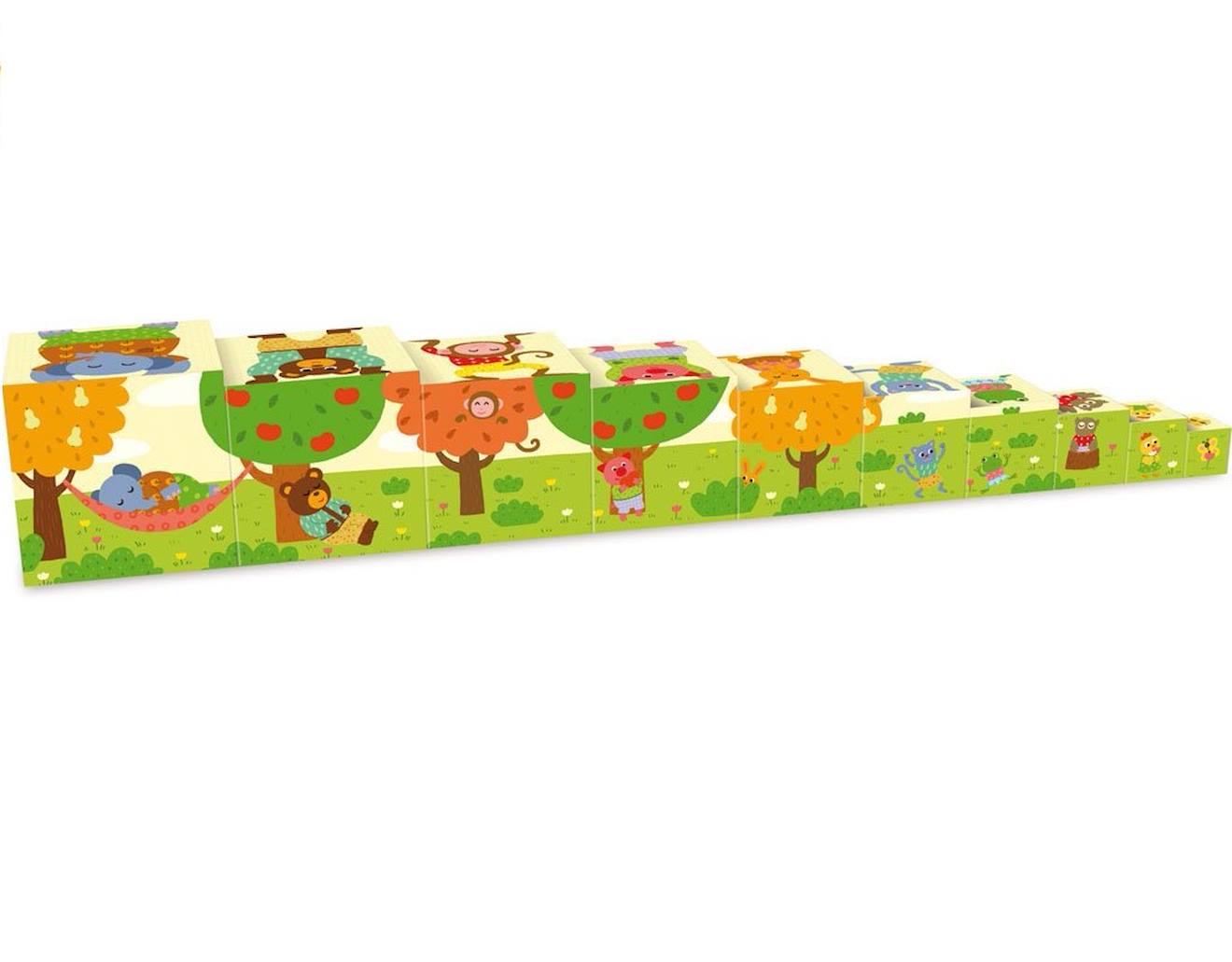 Cubes gigognes animaux vert