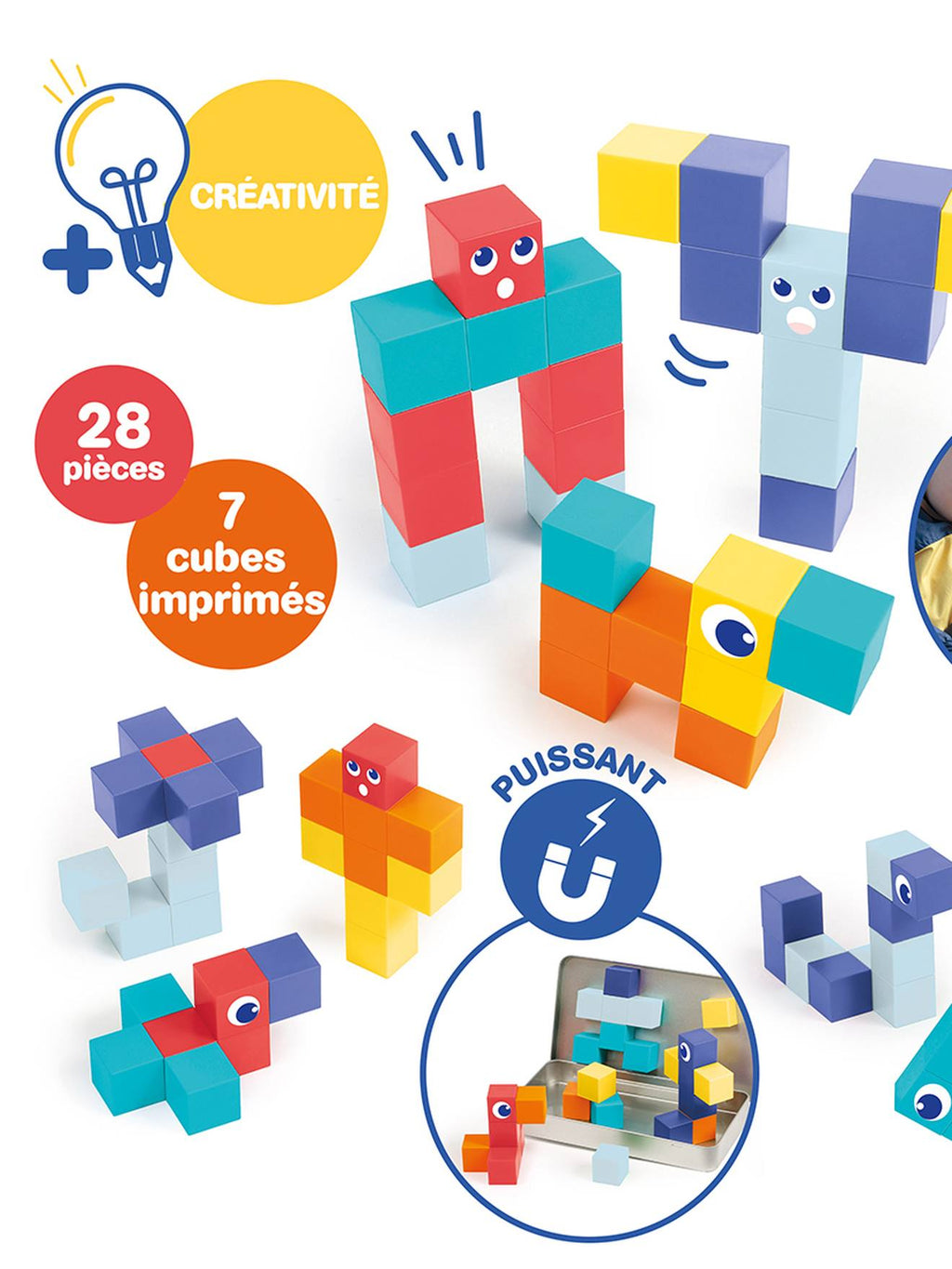 Cubes magnétiques 28 pièces multicolore