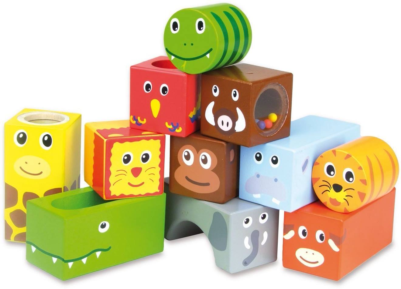 Cubes sonores animaux de la savane jaune