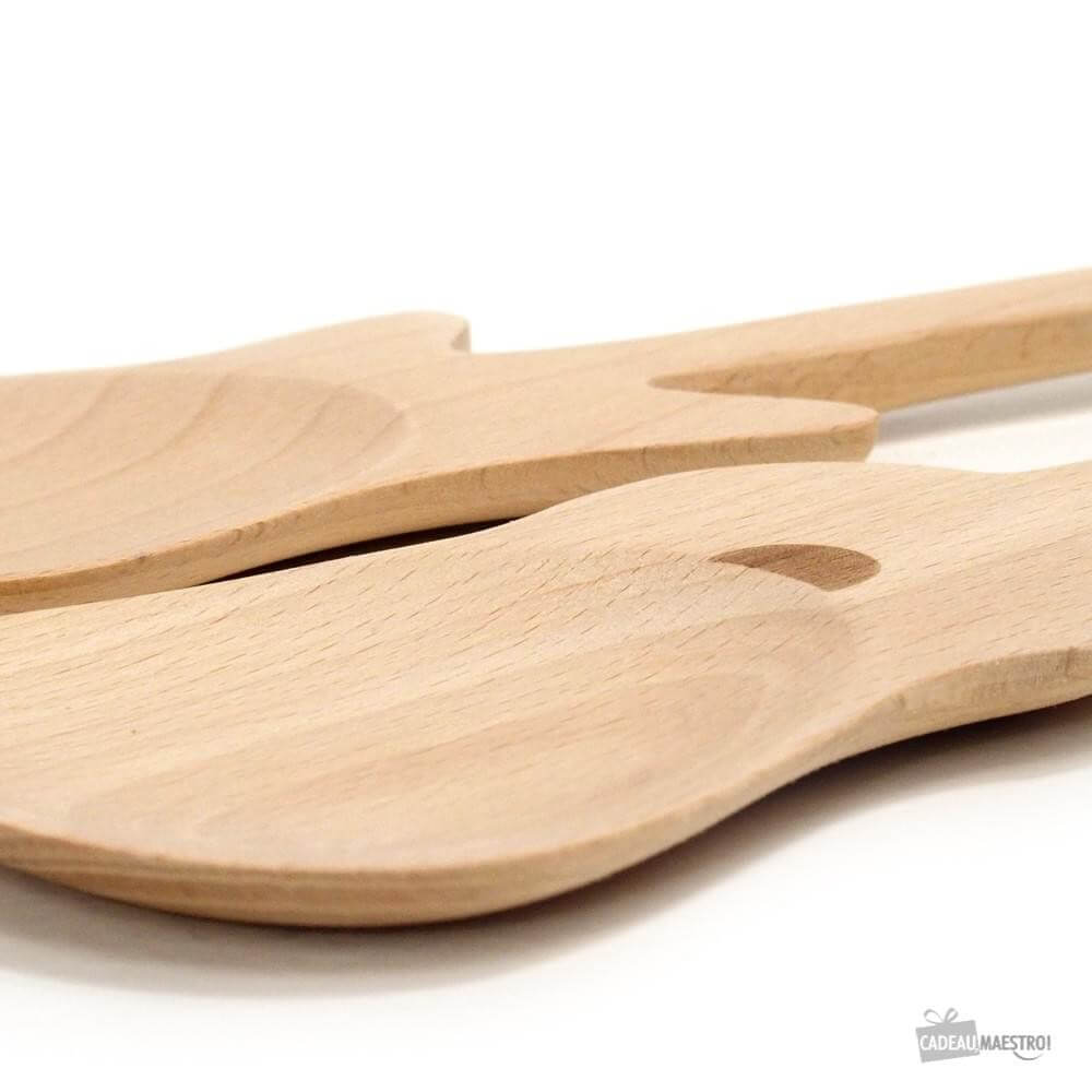 Cuillères à Salade en Bois Guitare (x2) - Ustensiles de Cuisine Kikkerland