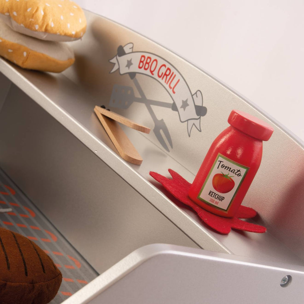 Cuisine barbecue pour enfants avec 14 accessoires gris et naturel