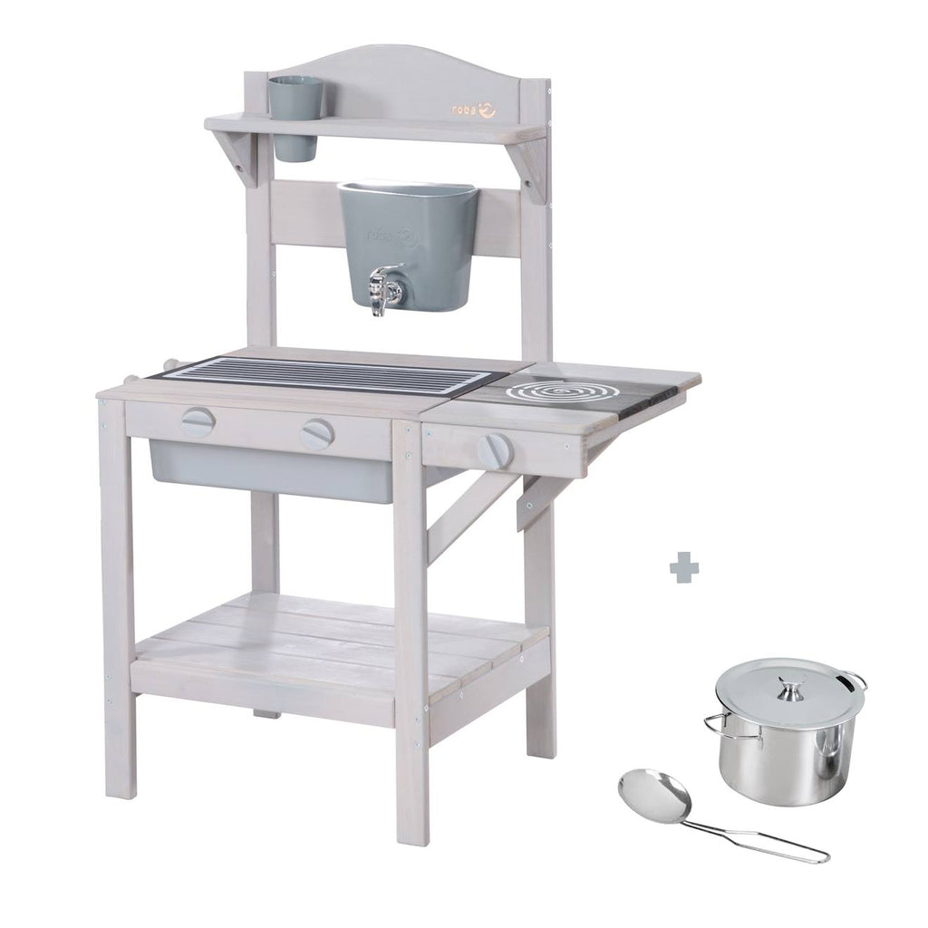Cuisine d'extérieur en bois FSC pour enfants avec accessoires gris