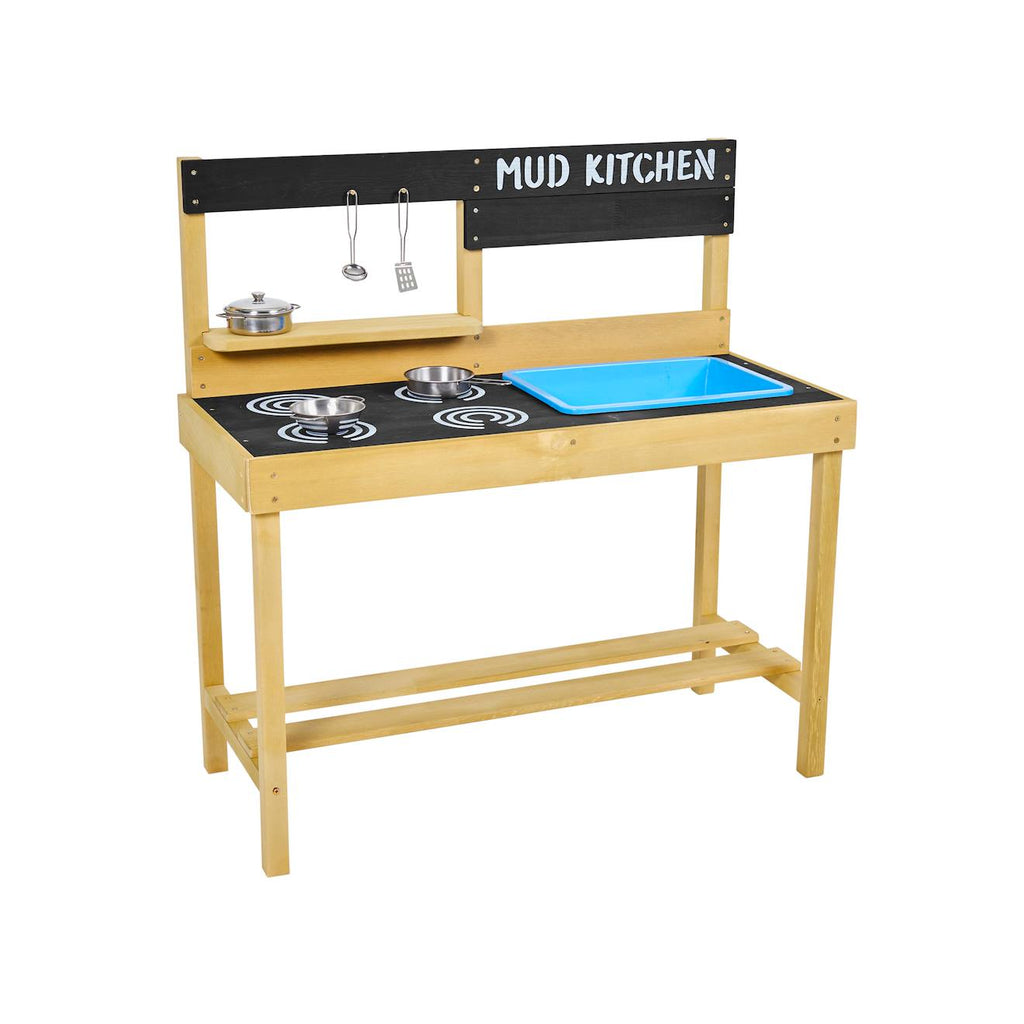 Cuisine d'extérieur pour enfant bois FSC marron - bleu - noir