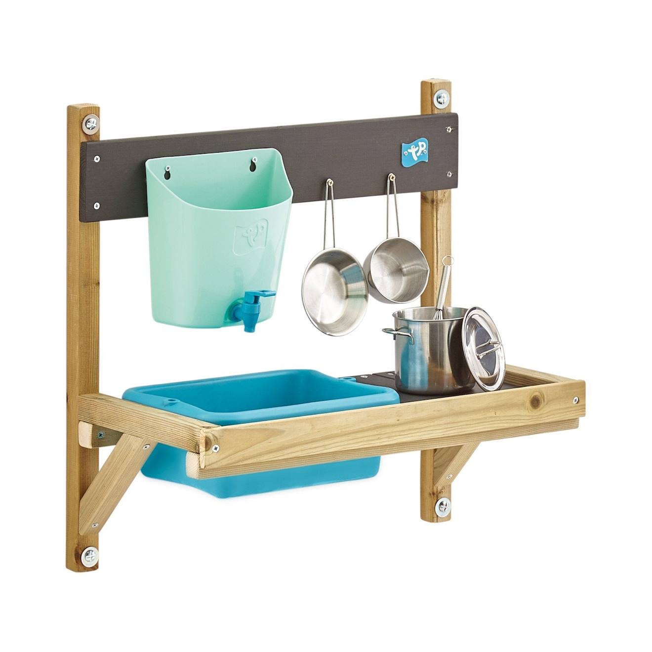 Cuisine d'extérieur pour enfant early fun bois FSC marron - bleu - noir