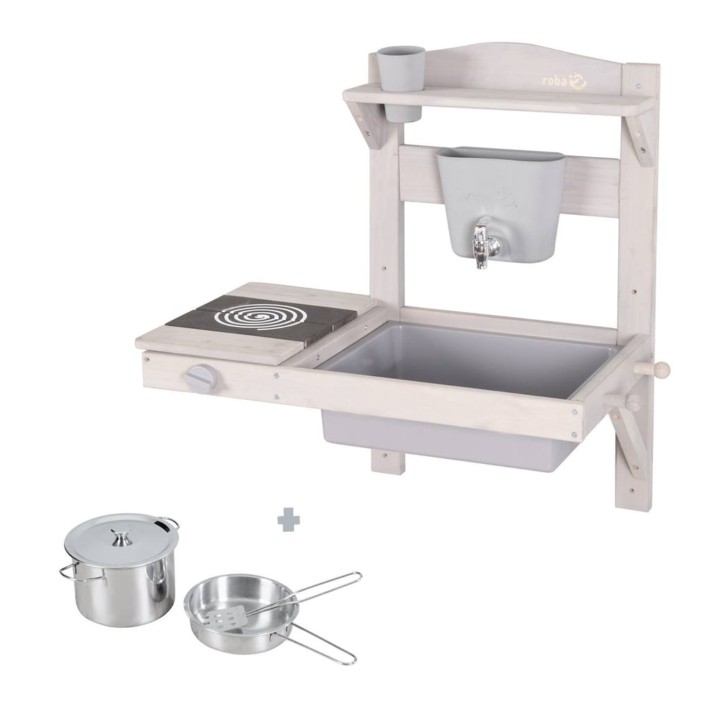 Cuisine extérieure à suspendre en bois FSC + accessoires gris