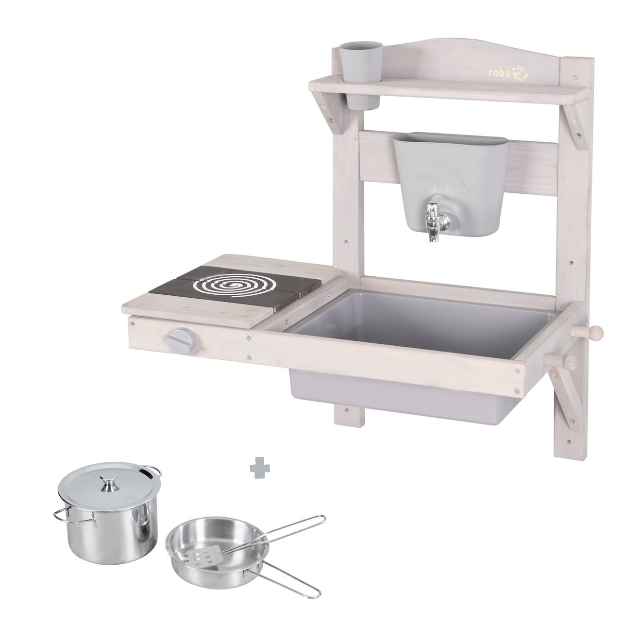 Cuisine extérieure à suspendre en bois FSC + accessoires gris