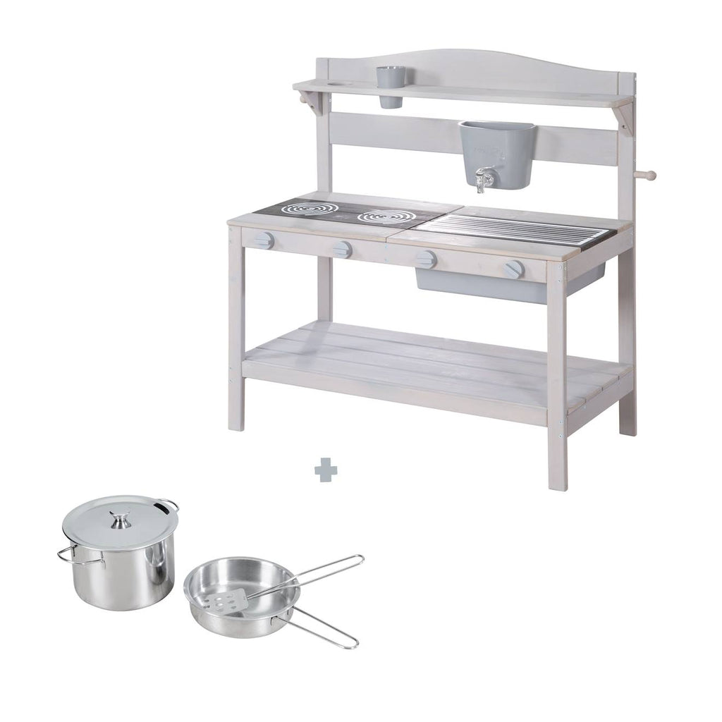 Cuisine extérieure en bois FSC avec accessoires gris