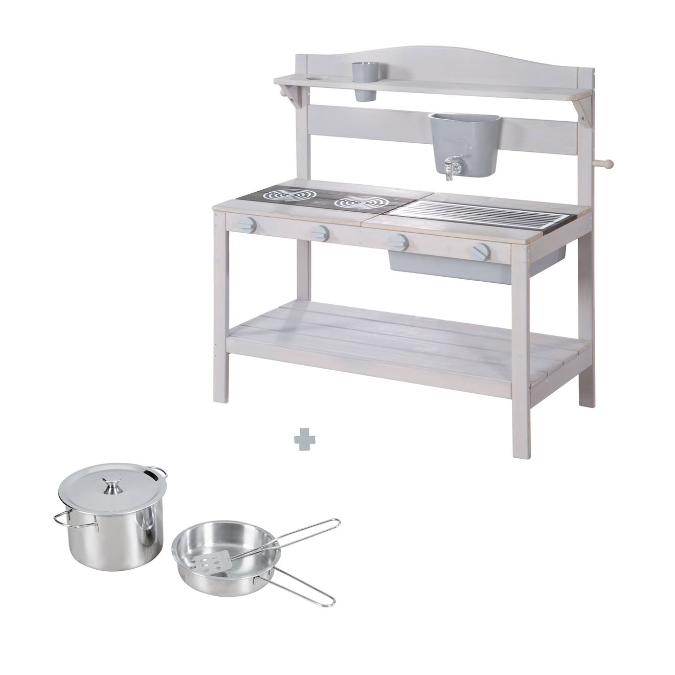 Cuisine extérieure en bois FSC avec accessoires gris
