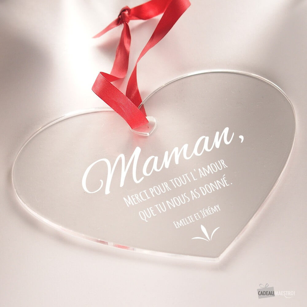 Coeur Maman À Personnaliser - Cœur Gravé CadoMaestro