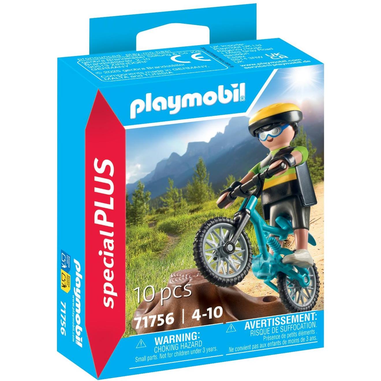 Cycliste avec vélo tout terrain et souche d'arbre 71756 multicolore