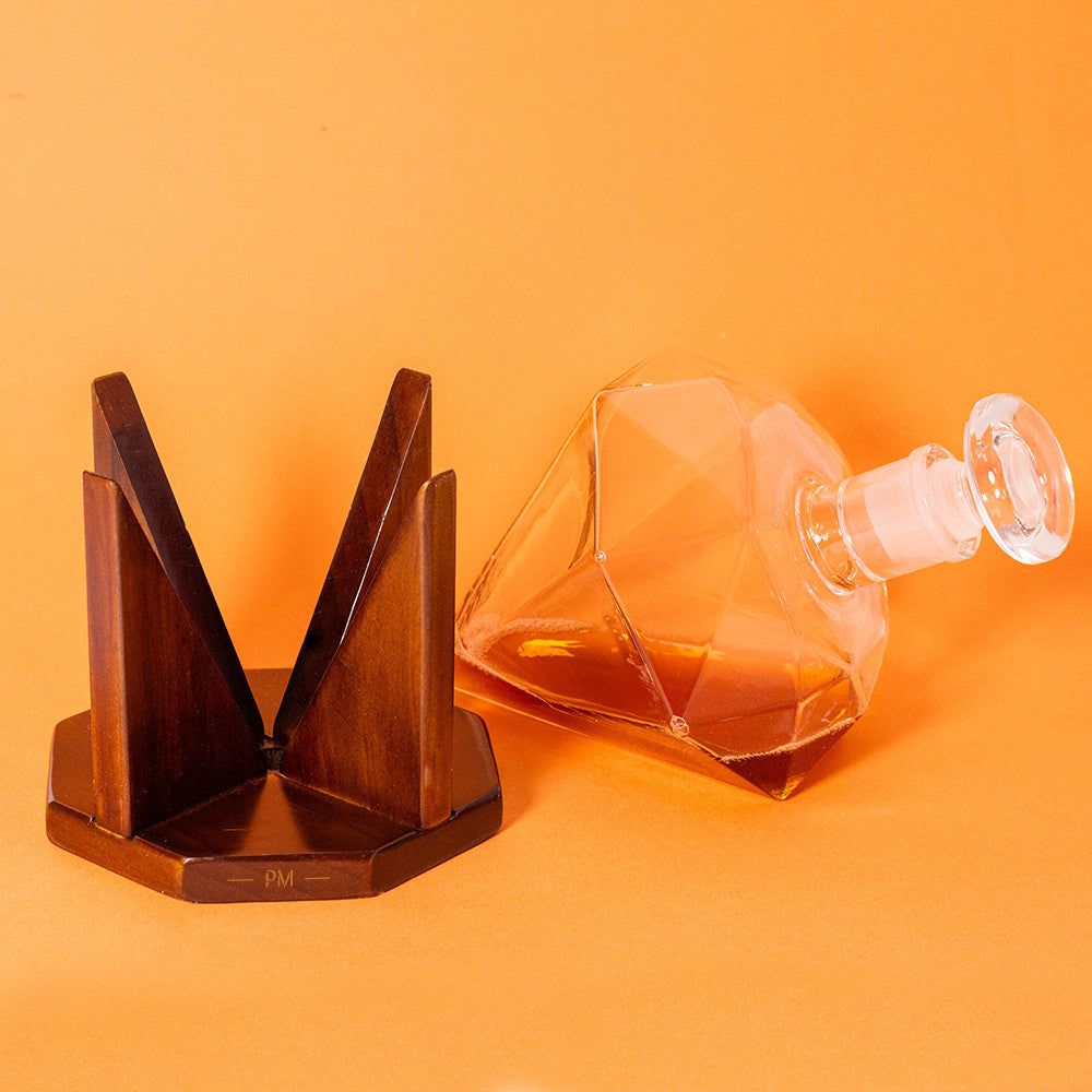 Décanteur Diamant 1000ml Initiales à Personnaliser - Carafe Vin Originale