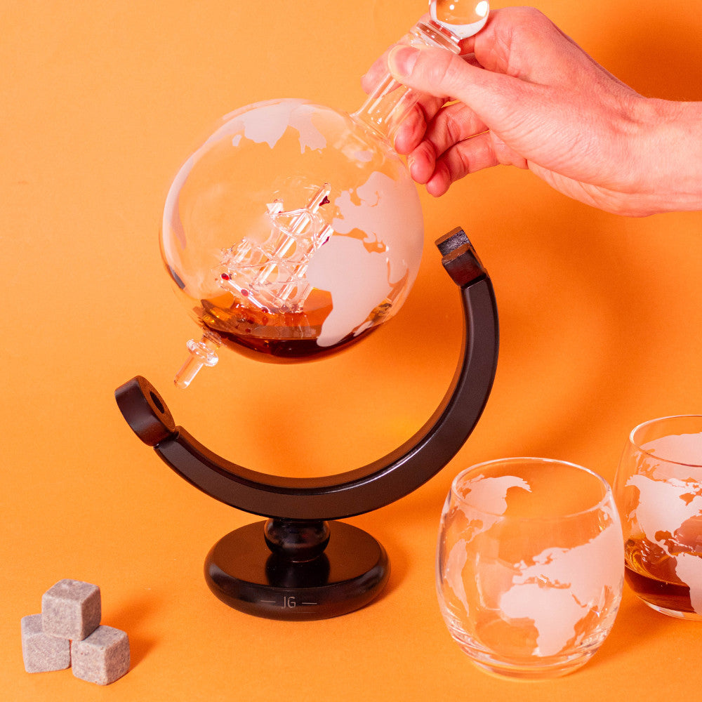 Ensemble Décanteur Globe et Verres (x2) Initiales à Personnaliser - Carafe Vin Originale