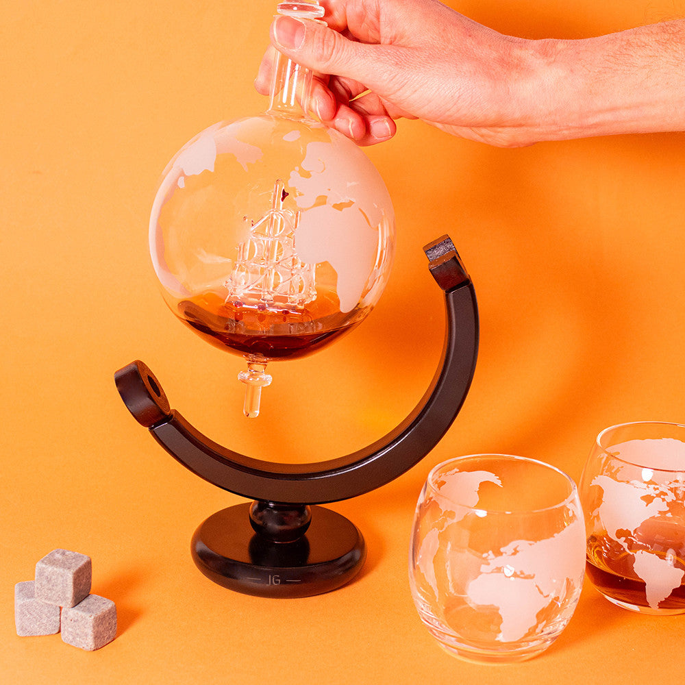 Ensemble Décanteur Globe et Verres (x2) Initiales à Personnaliser - Carafe Vin Originale