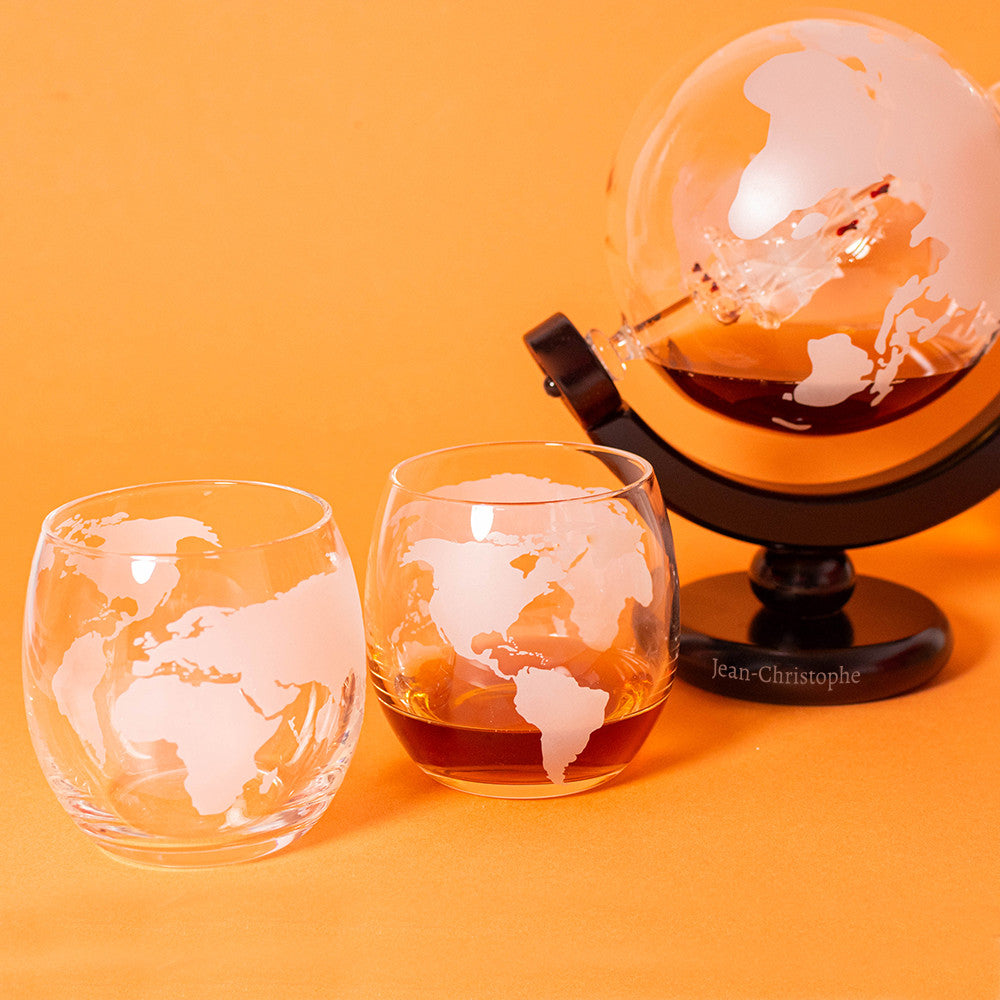 Ensemble Décanteur Globe et Verres (x2) Prénom à Personnaliser - Carafe Vin Originale