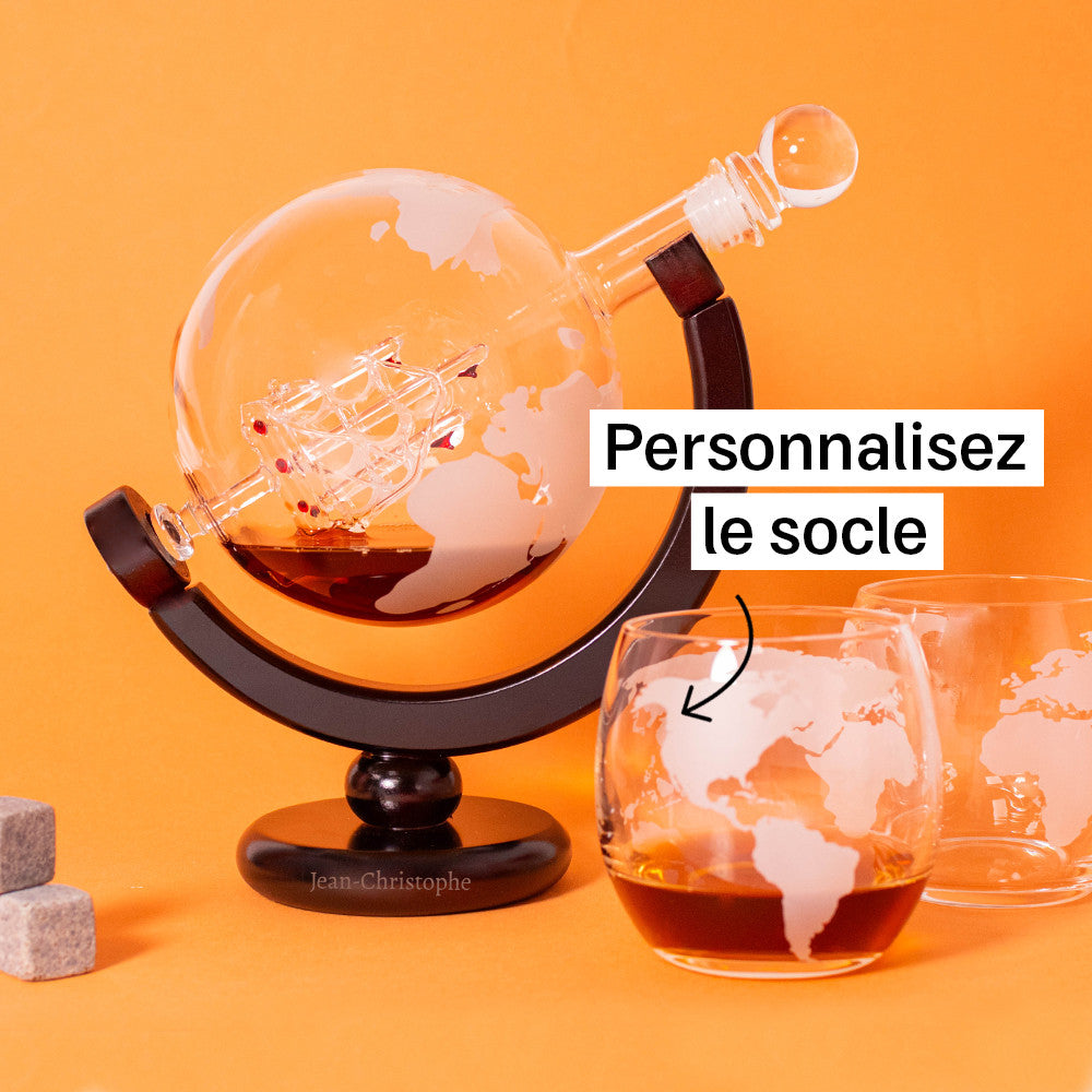 Ensemble Décanteur Globe et Verres (x2) Prénom à Personnaliser - Carafe Vin Originale