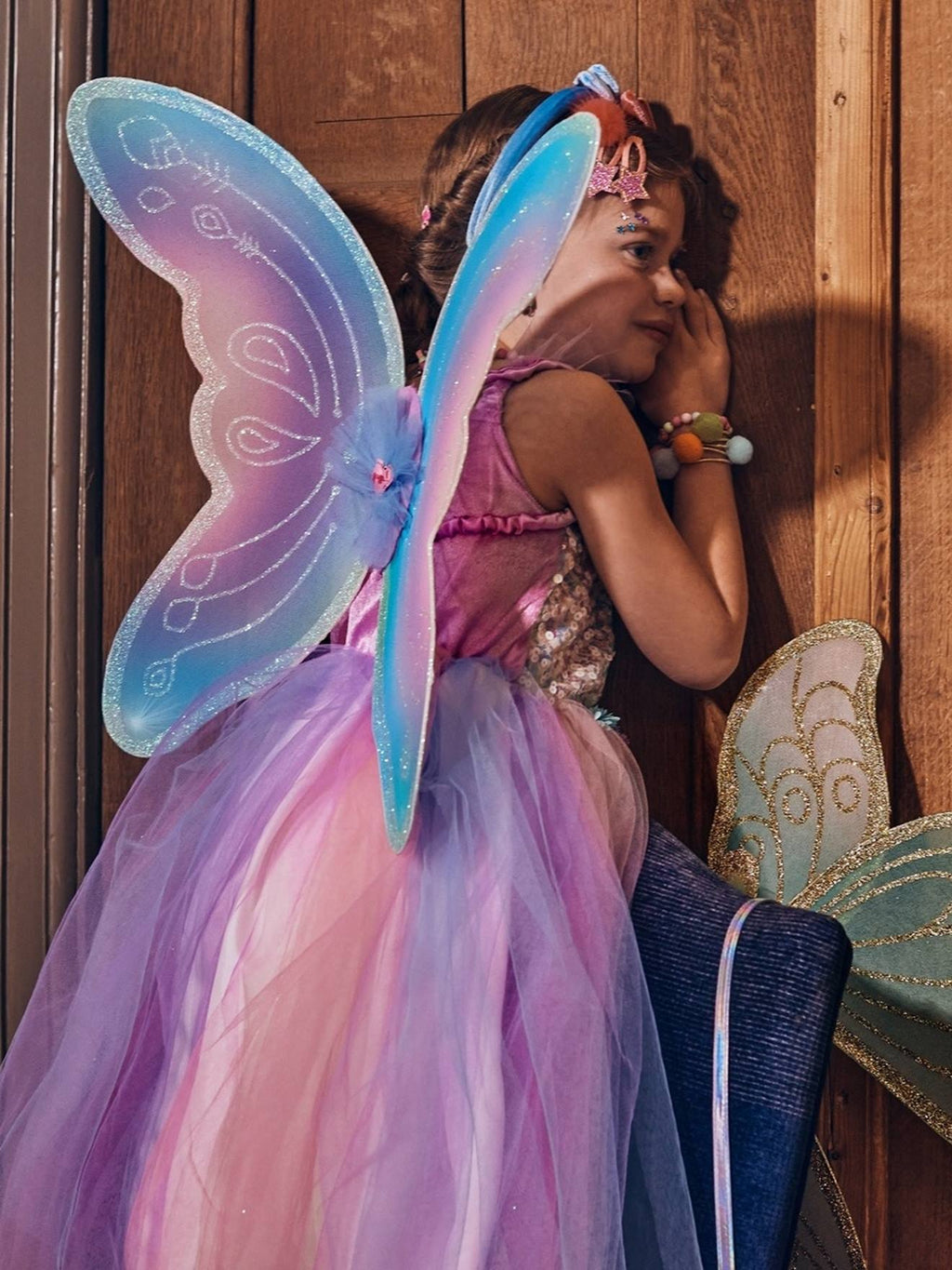 Déguisement felicity : robe + ailes multicolore