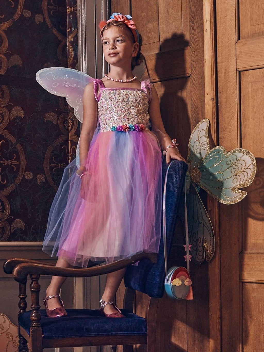 Déguisement felicity : robe + ailes multicolore