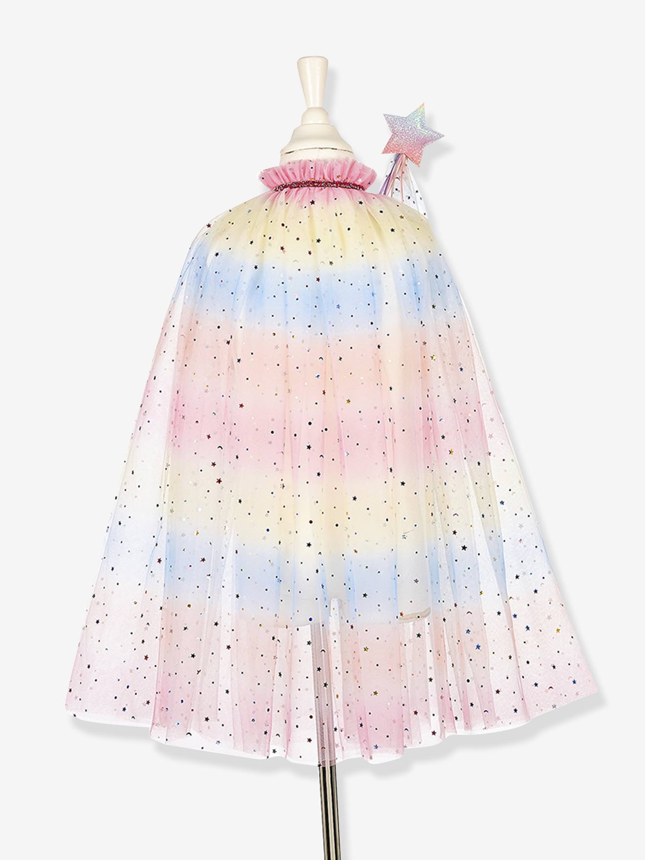 Déguisement licorne : cape + serre-tête + baguette multicolore
