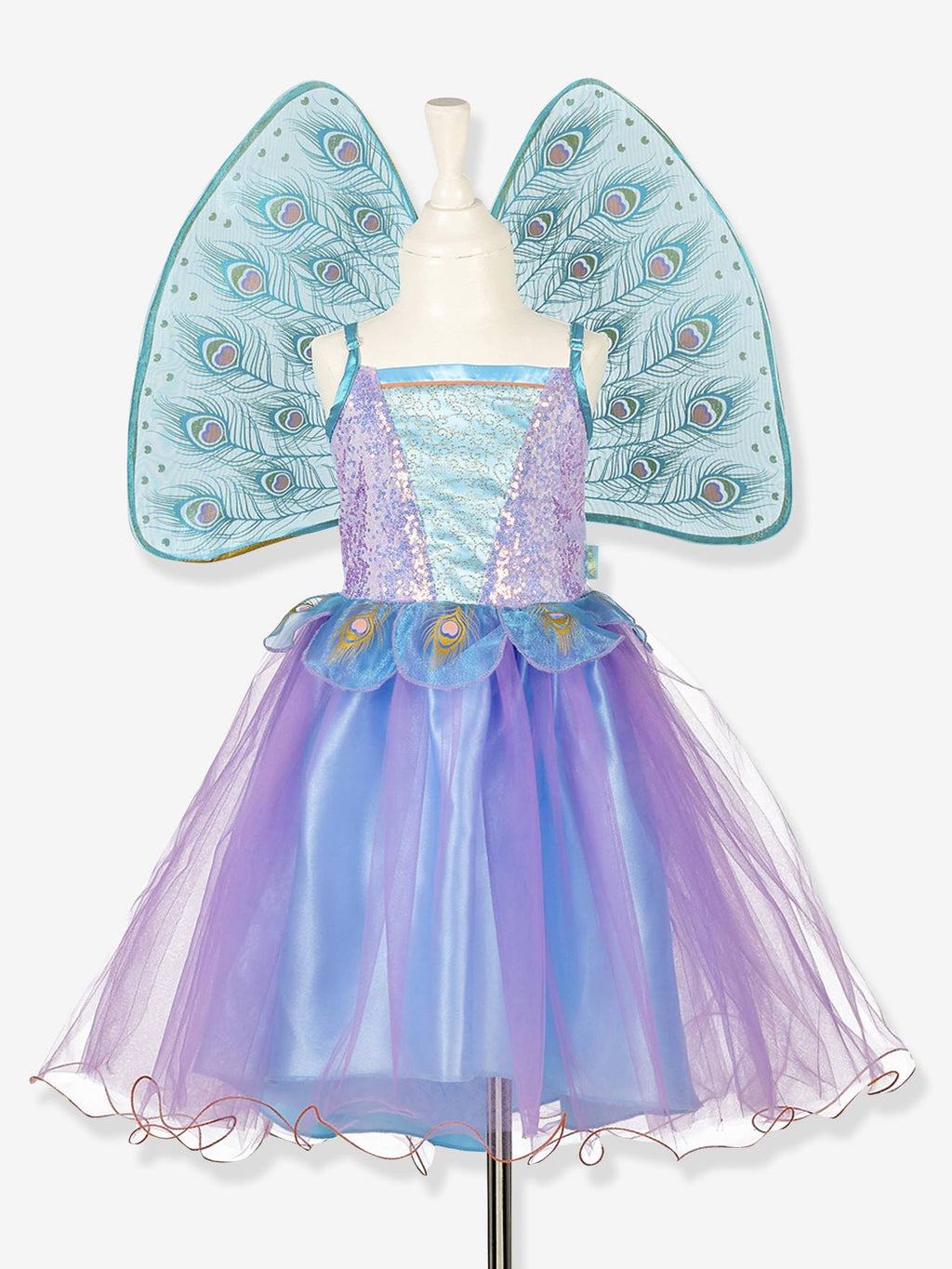 Déguisement tamara : robe + ailes de paon bleu