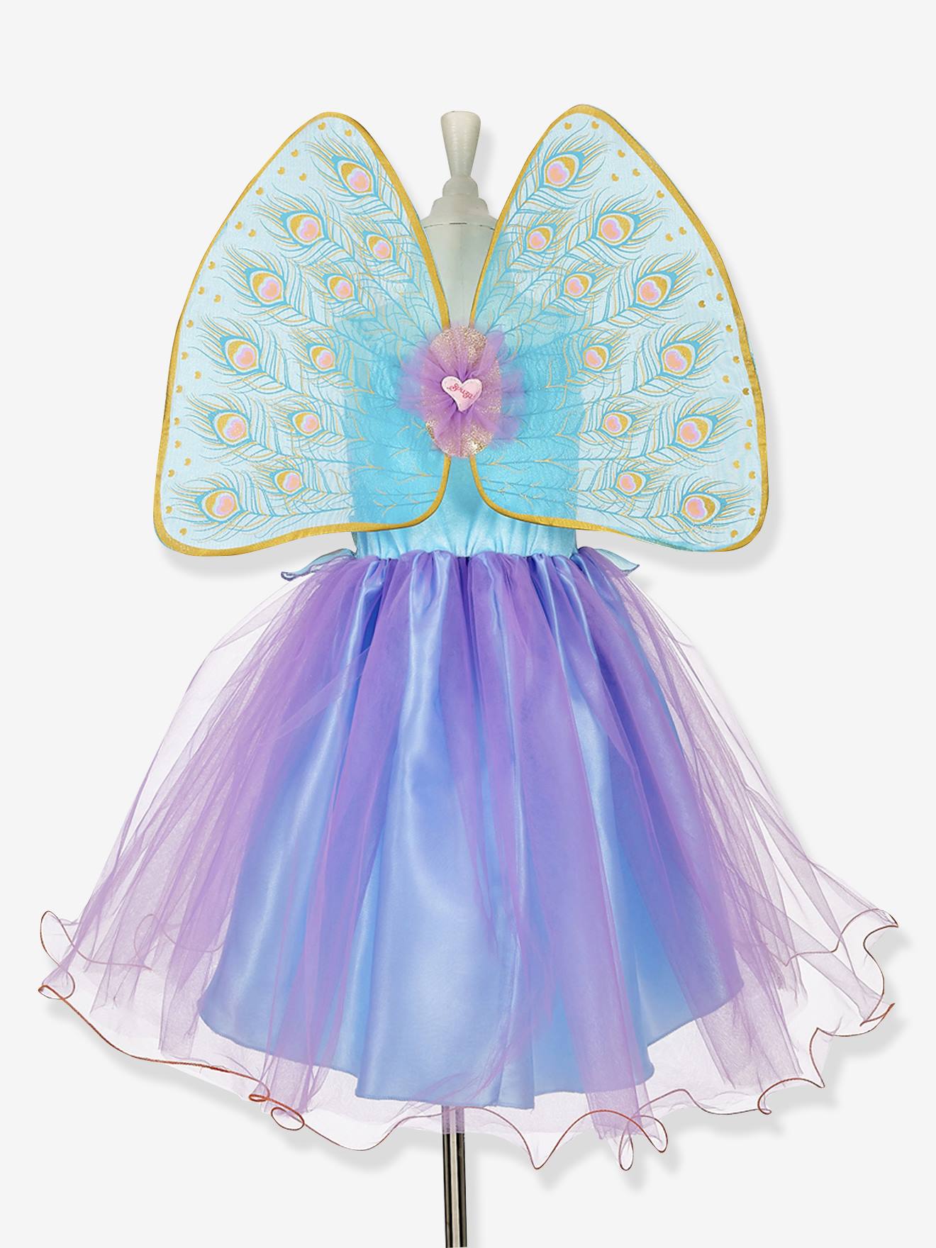 Déguisement tamara : robe + ailes de paon bleu