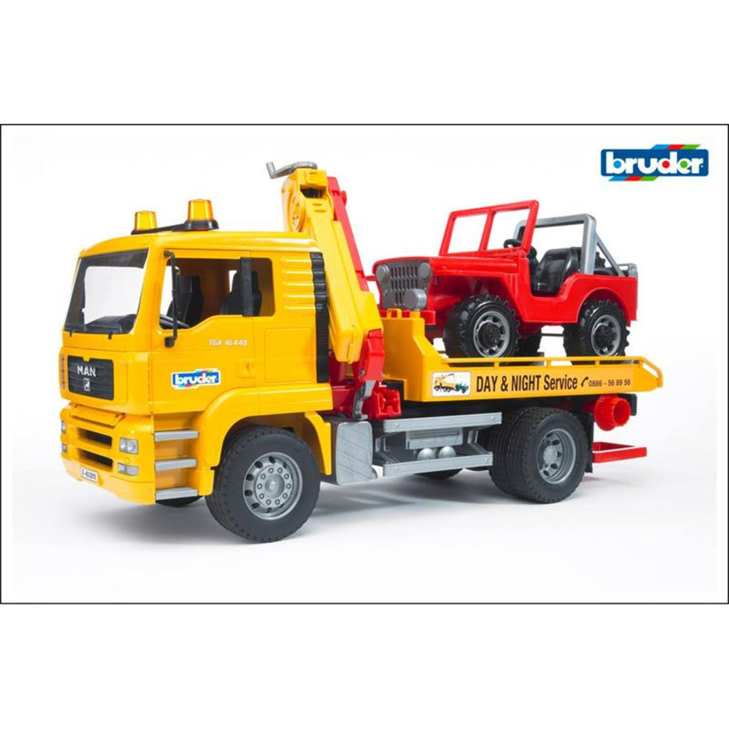 Dépanneuse man tga avec véhicule tout-terrain jaune