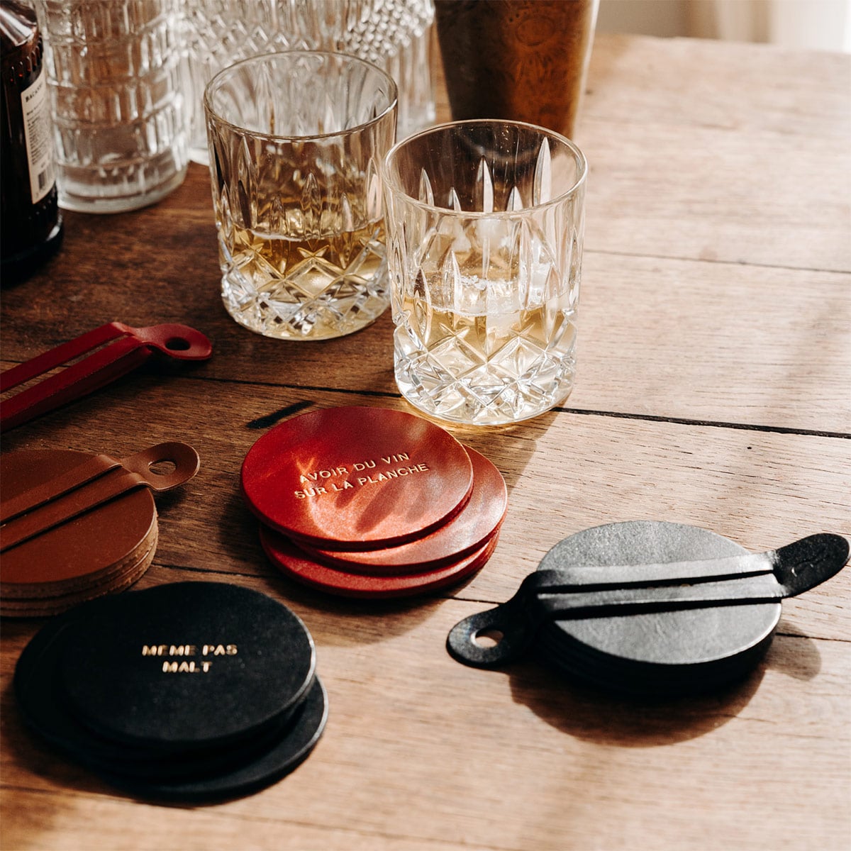 Dessous de verres en cuir Okuri