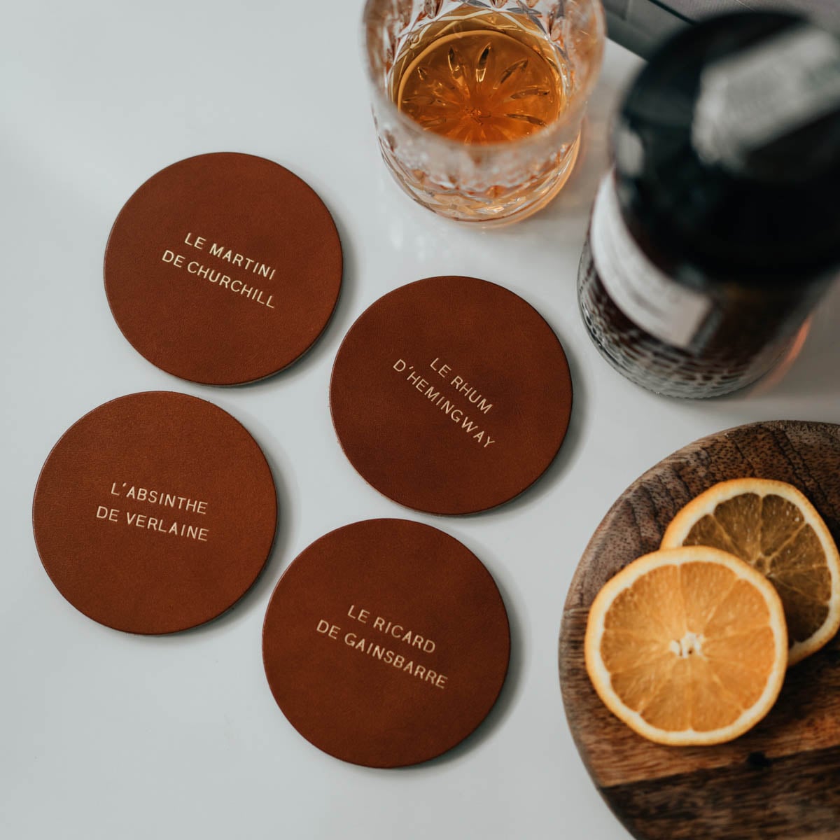Dessous de verres en cuir Okuri