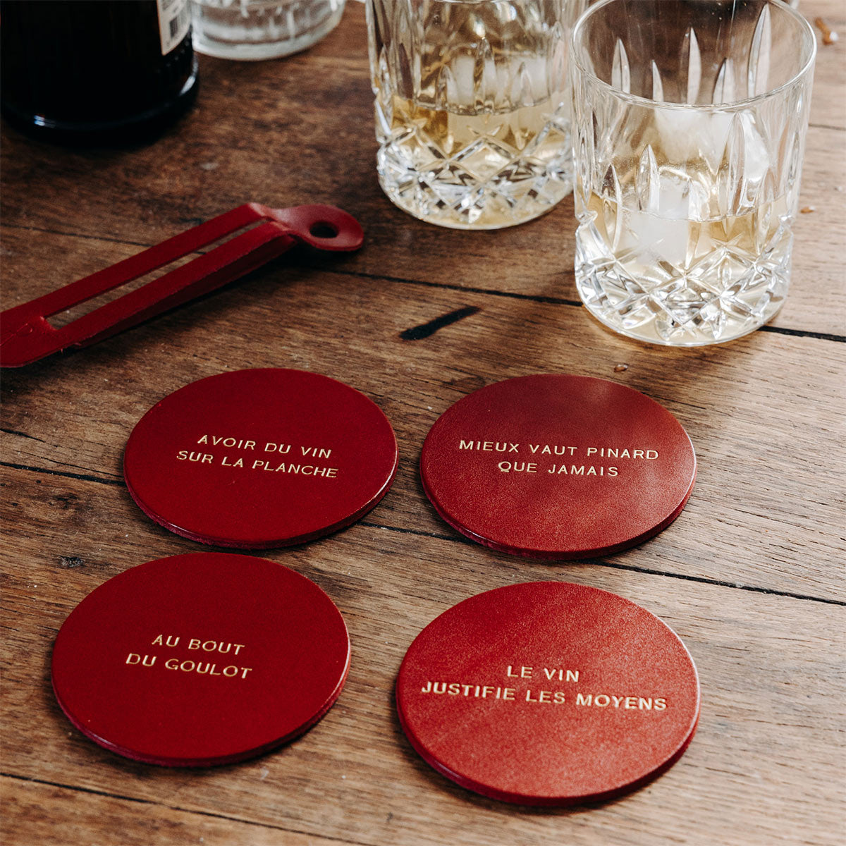 Dessous de verres en cuir Okuri