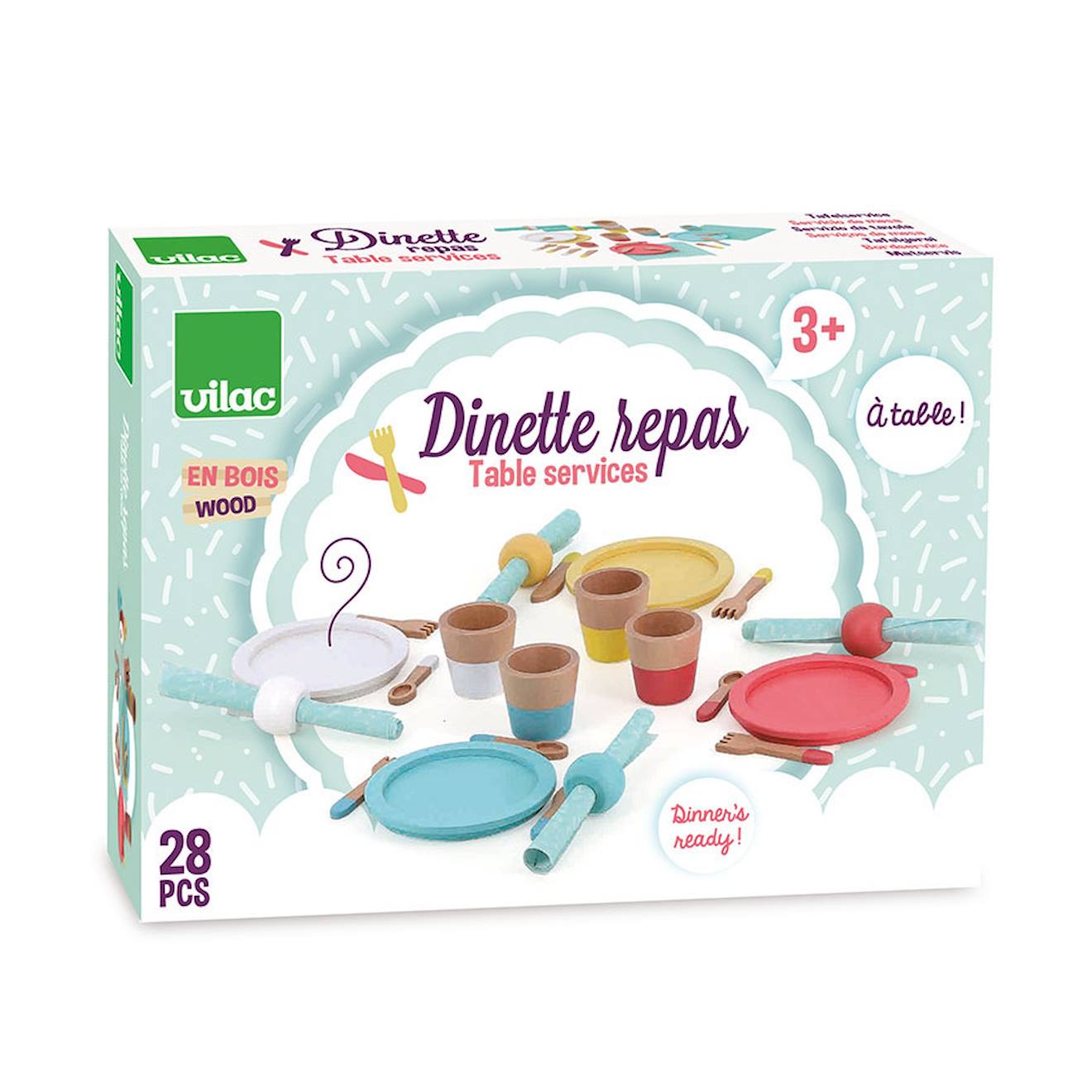 Dînette repas en bois beige