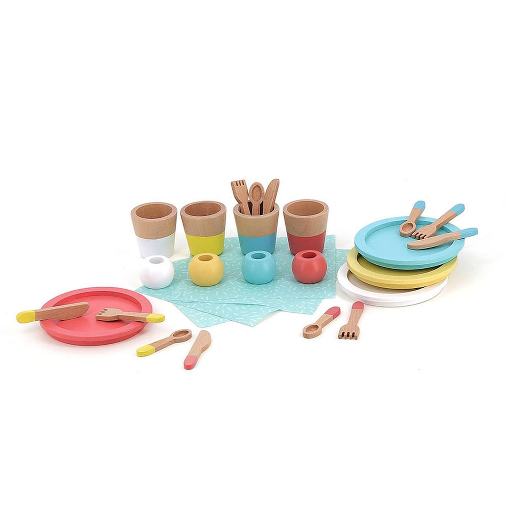 Dînette repas en bois beige