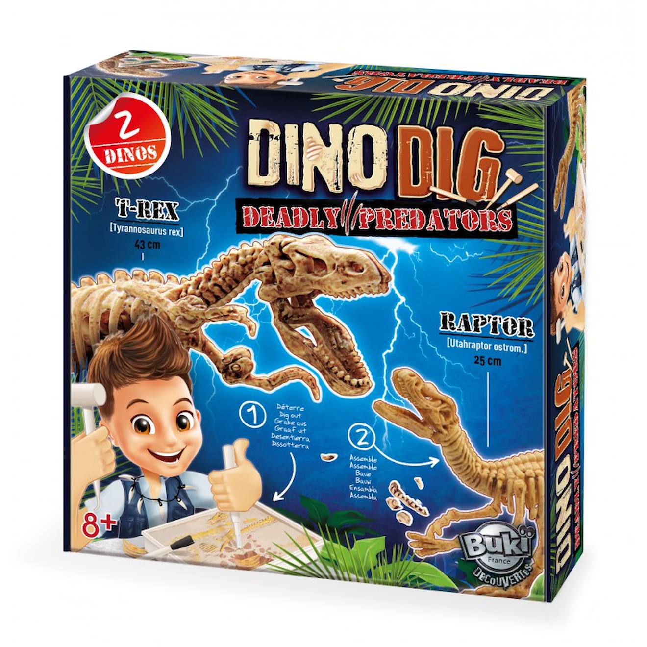 Dino dig t-rex et raptor bleu