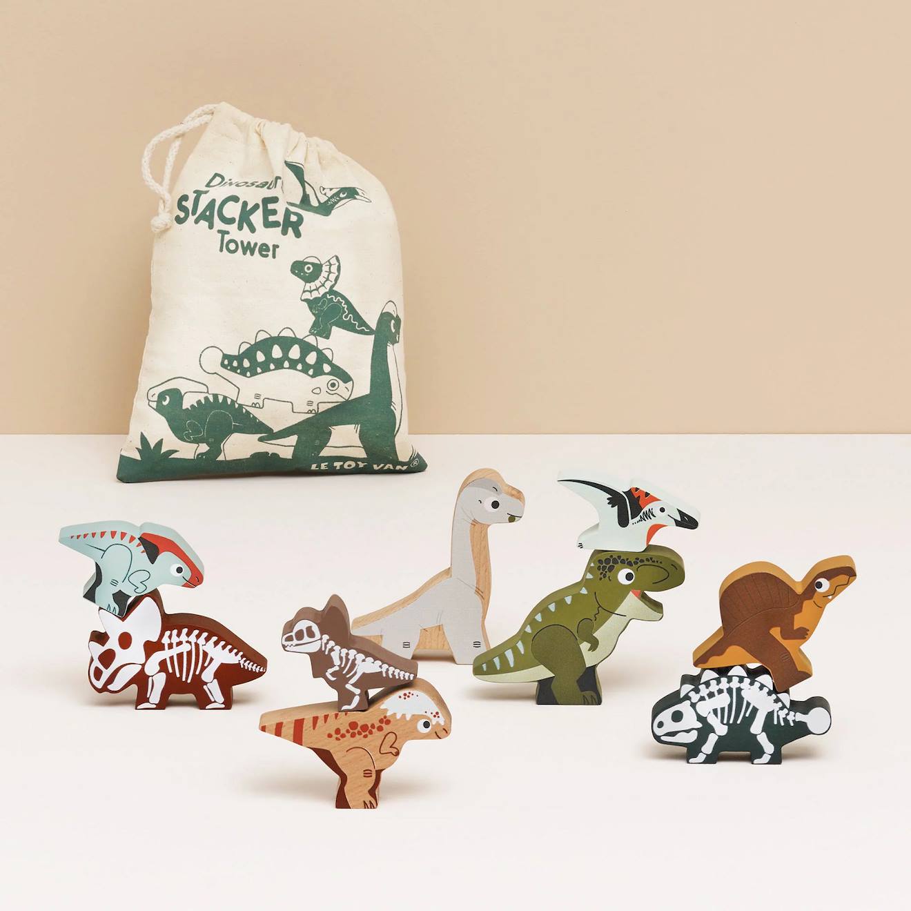 Dinosaures à empiler beige