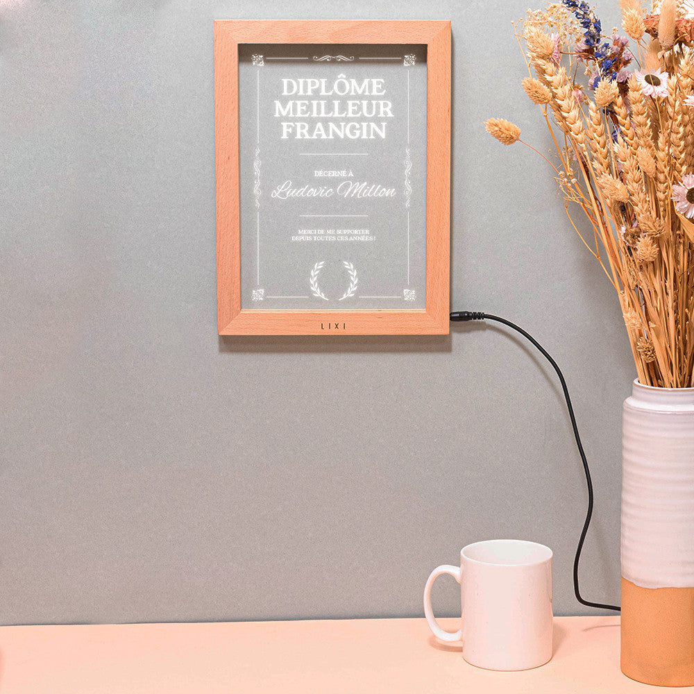 Diplôme Lumineux Lixi à Personnaliser - Lampe Personnalisée