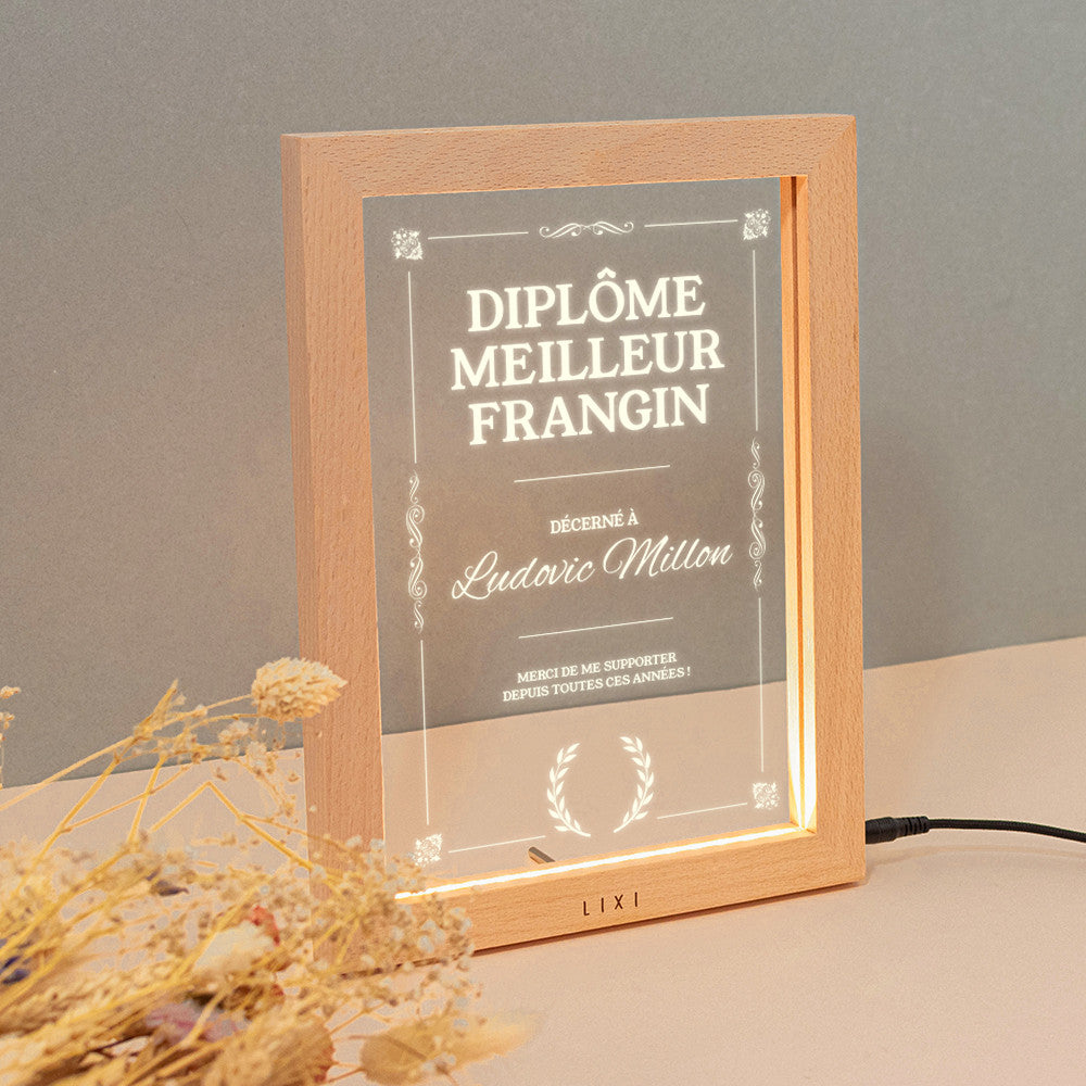 Diplôme Lumineux Lixi à Personnaliser - Lampe Personnalisée