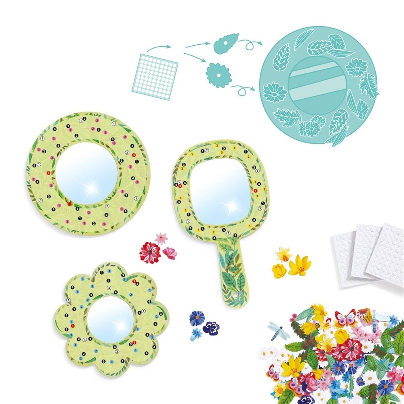 Do it yourself 3 miroirs à décorer douceur florale multicolore