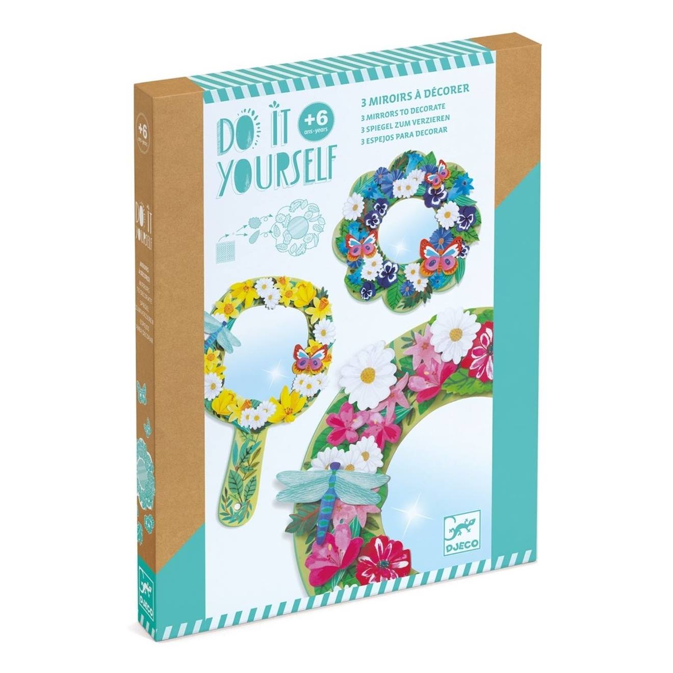 Do it yourself 3 miroirs à décorer douceur florale multicolore