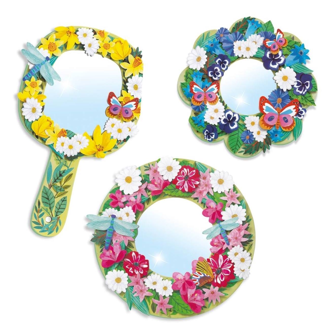 Do it yourself 3 miroirs à décorer douceur florale multicolore