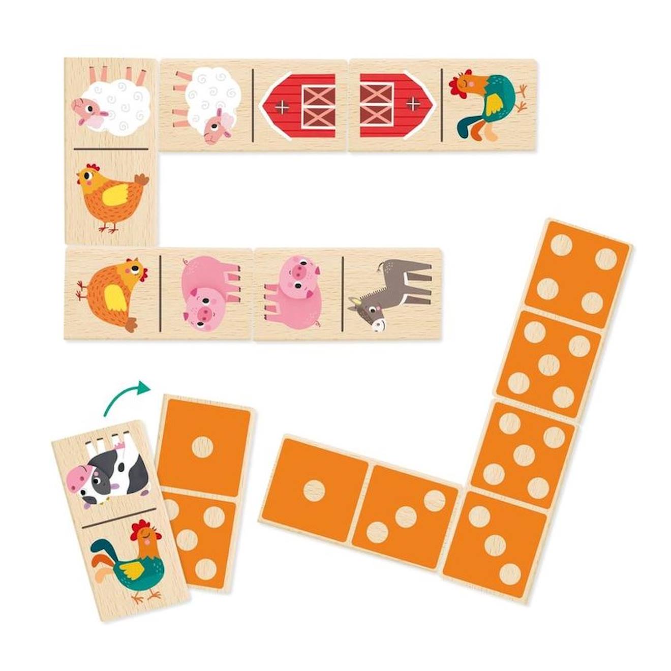 Dominos en bois ferme beige