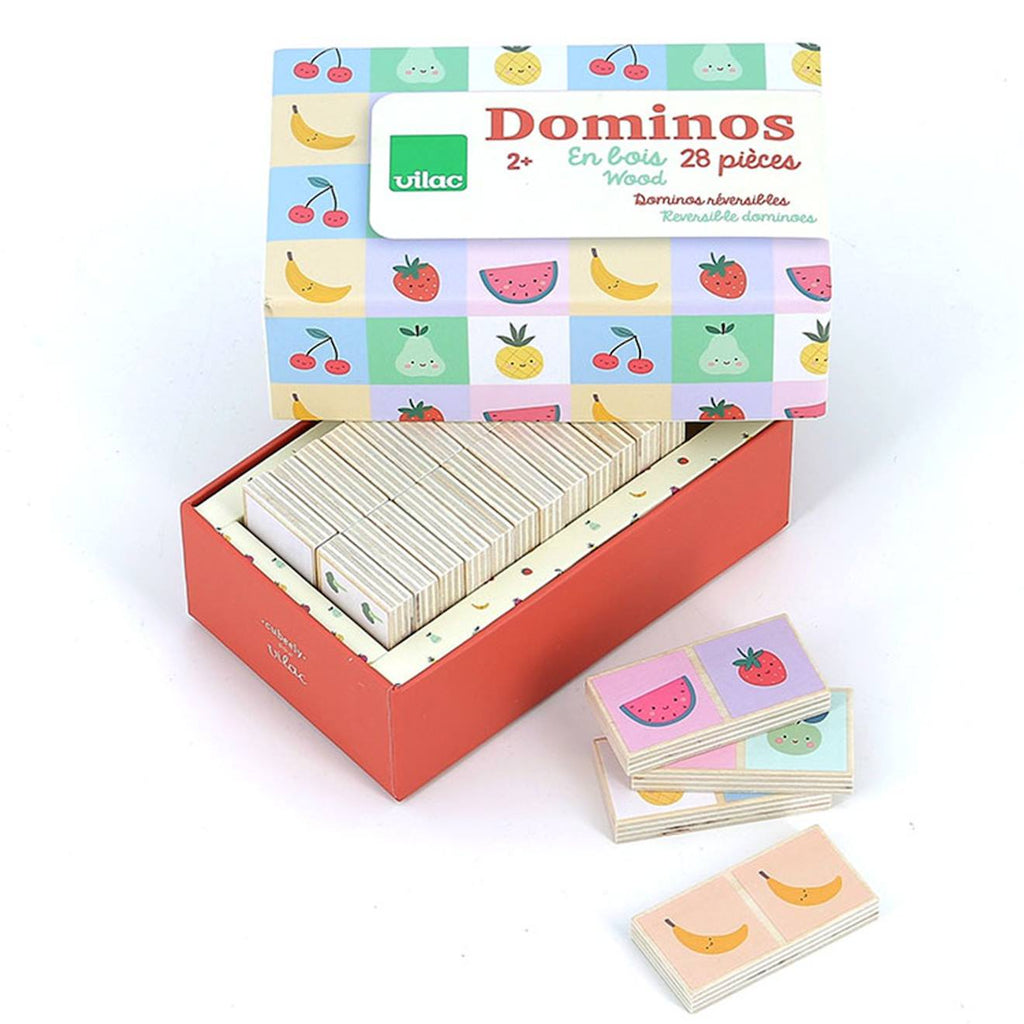 Dominos en bois fruits et légumes jaune