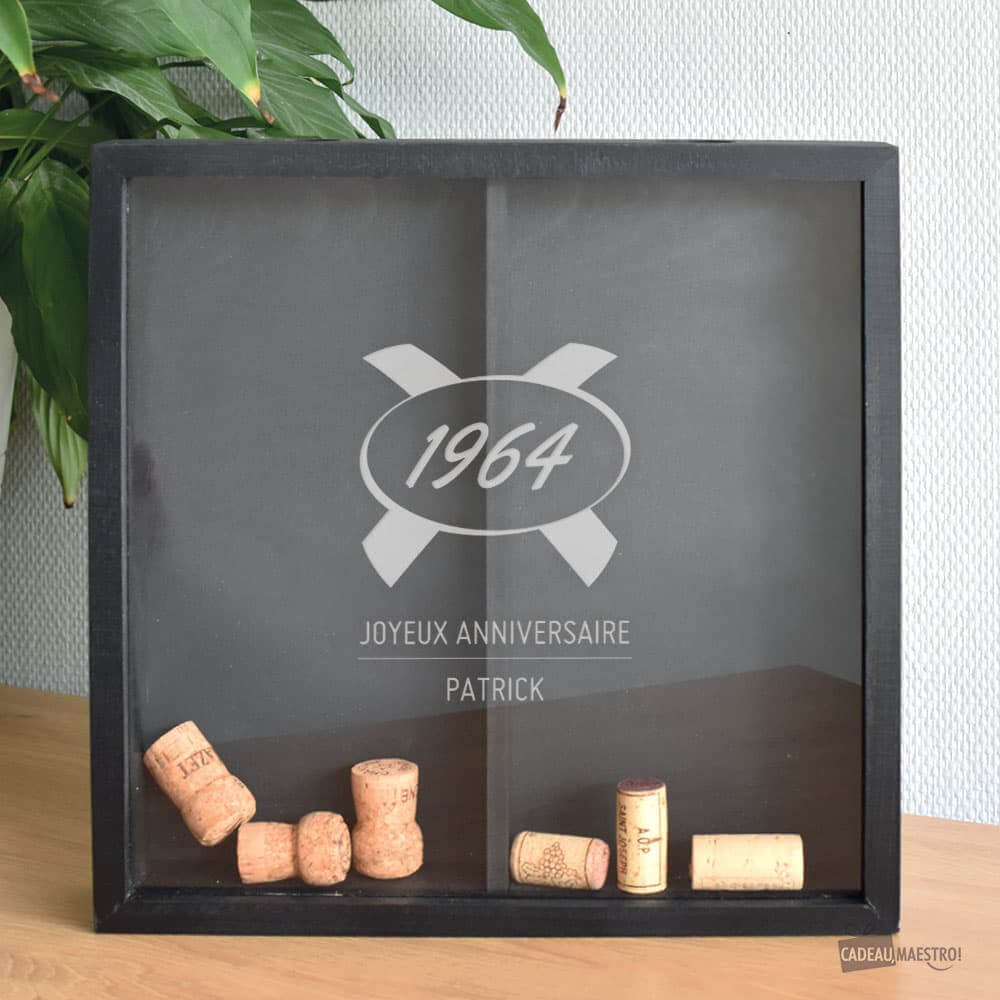 Double Collecteur de Capsules et Bouchons en Hêtre Année de Naissance à Personnaliser - Collecteur de Bouchons