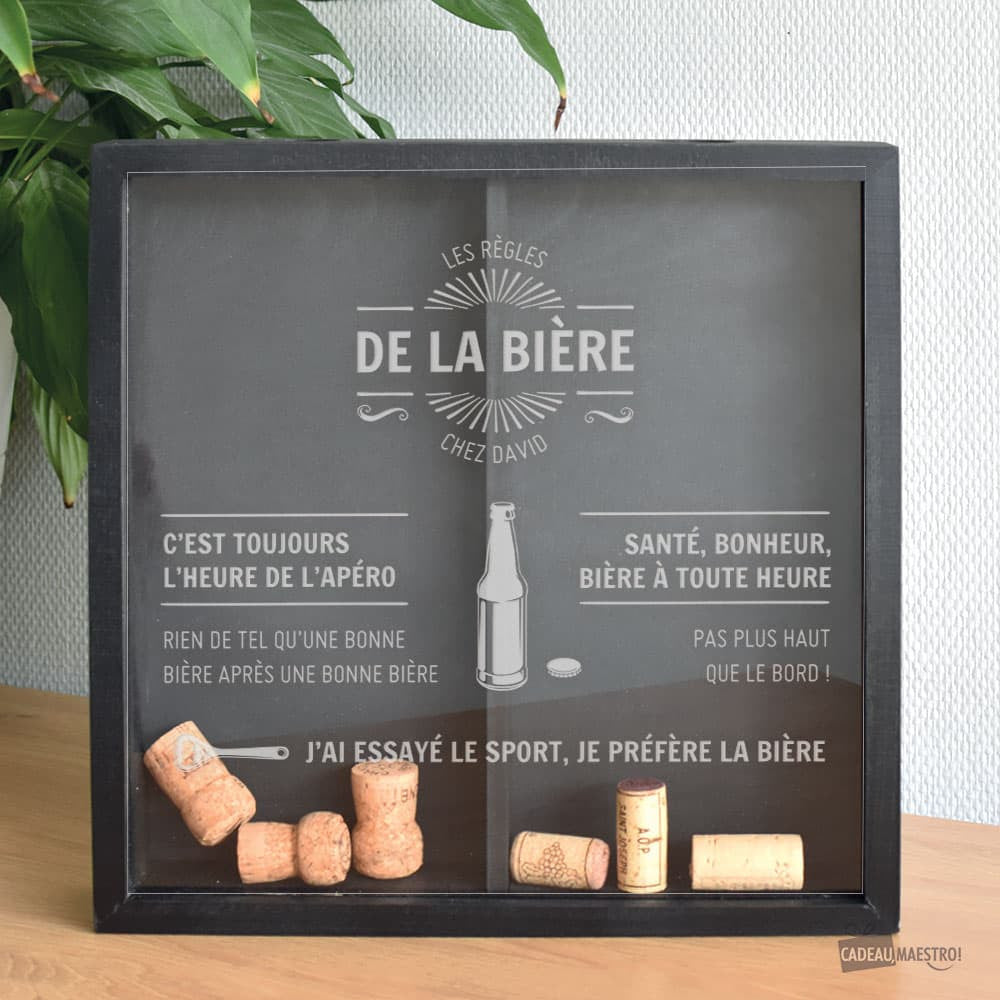 Double Collecteur de Capsules Les Règles Hêtre à Personnaliser - Collecteur de Bouchons