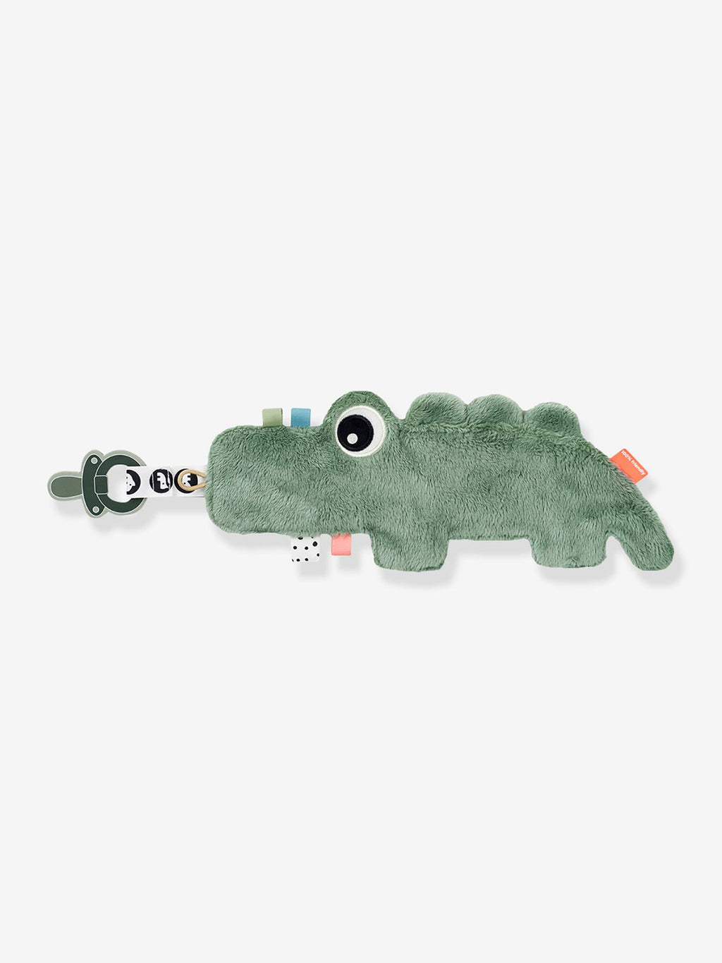 Doudou attache-sucette croco vert