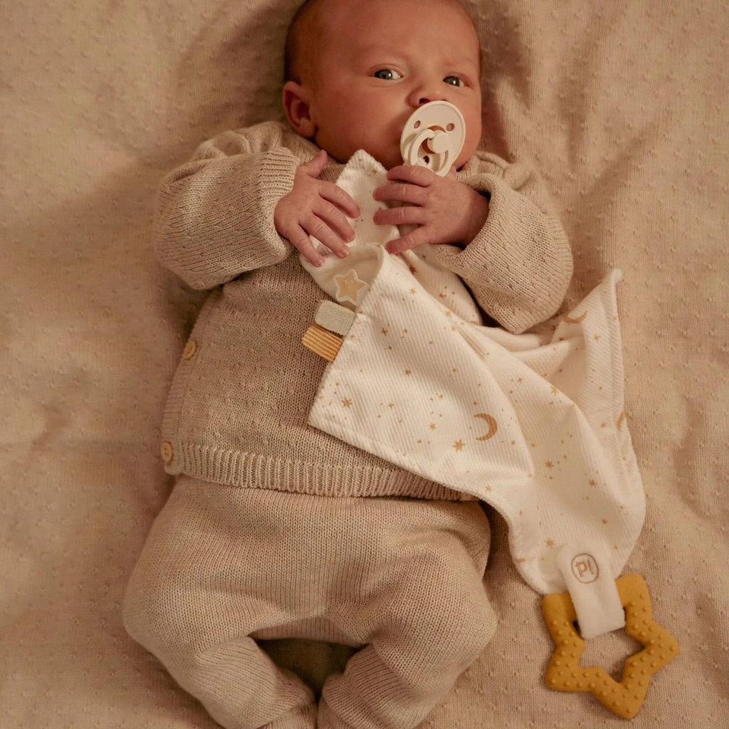 Doudou avec anneau de dentition beige
