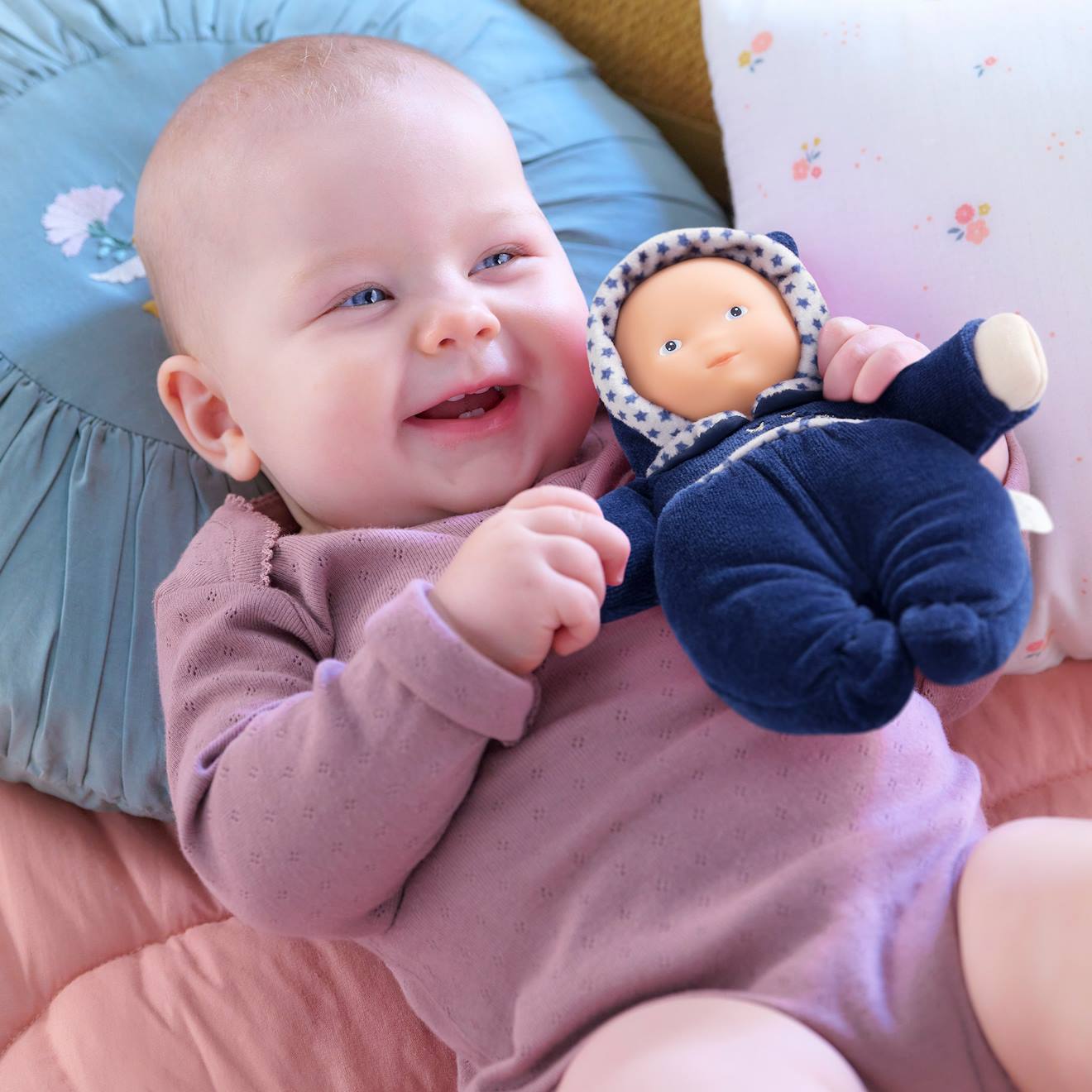 Doudou babidoux marine rêves d'étoiles multicolore