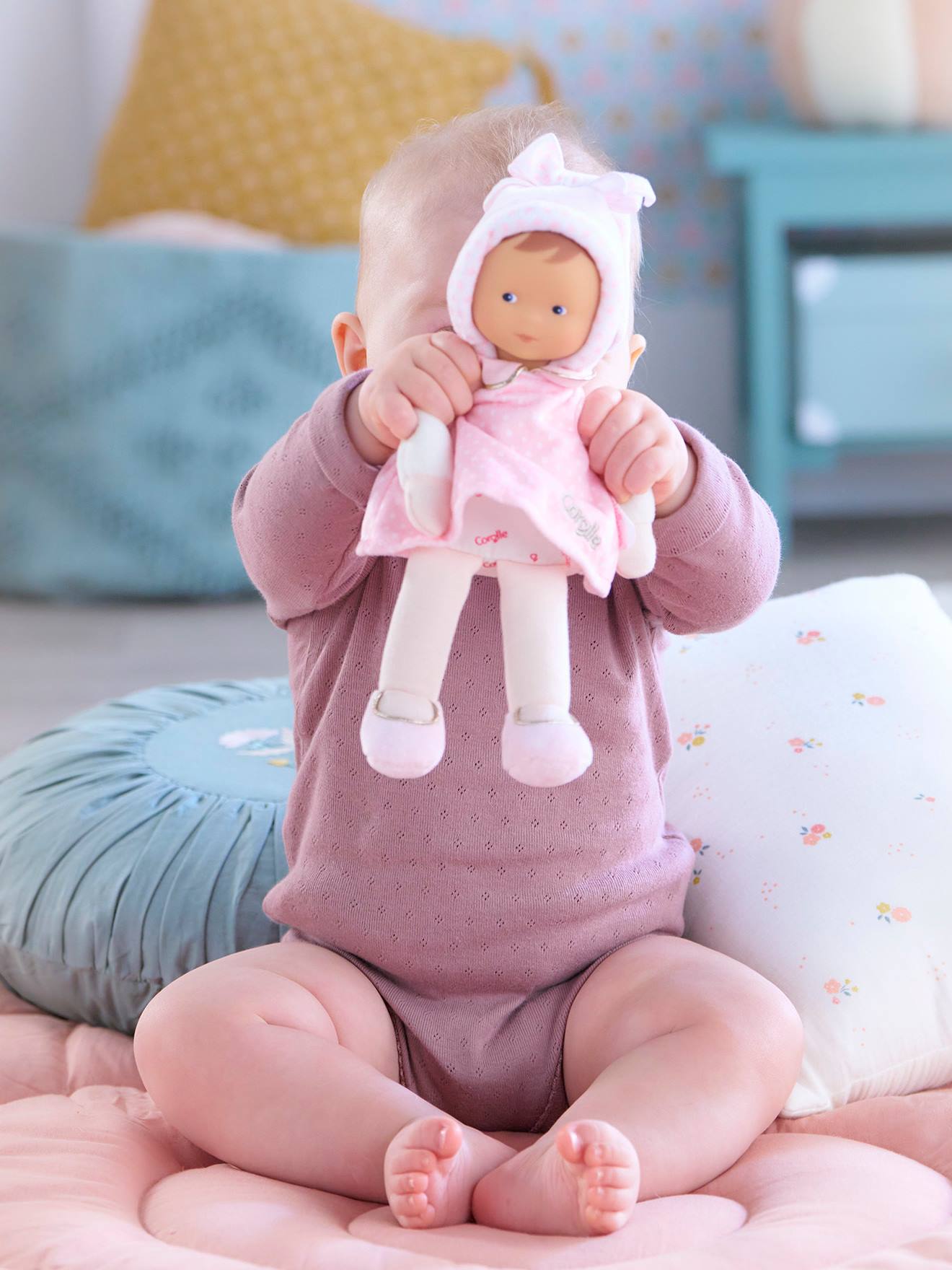 Doudou bébé miss rose rêves d'étoiles - rose