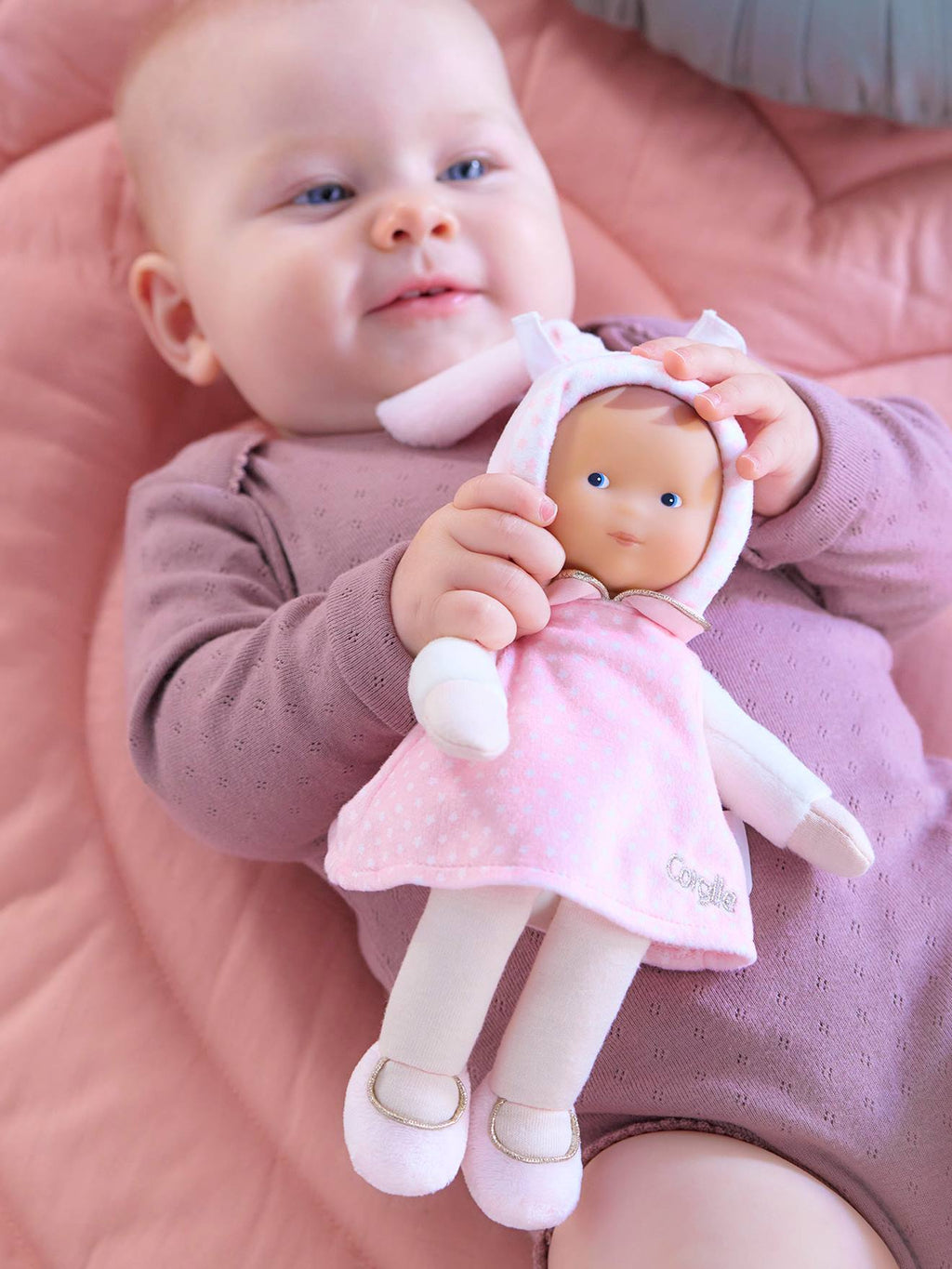 Doudou bébé miss rose rêves d'étoiles - rose