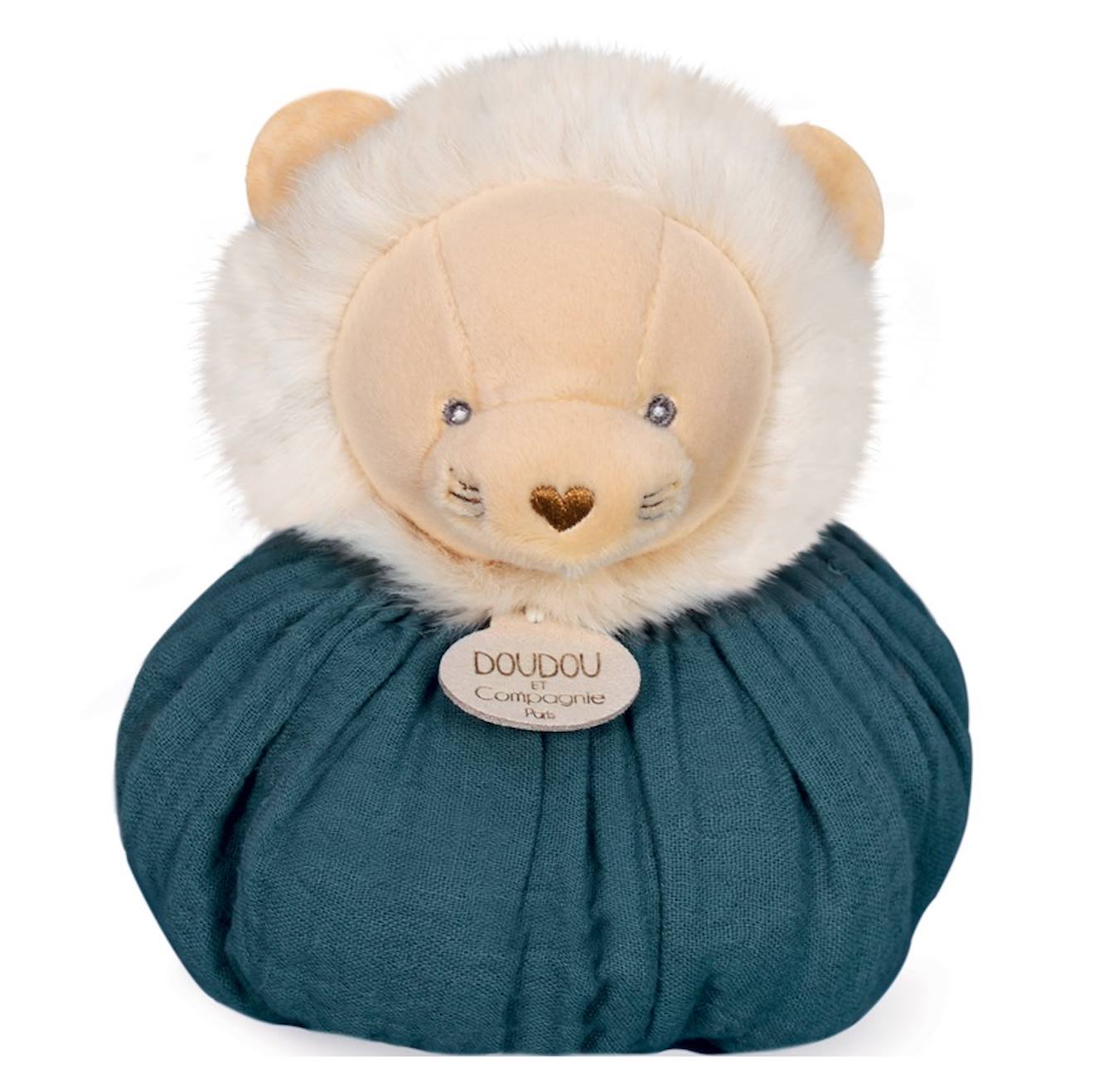 Doudou boule lion vert