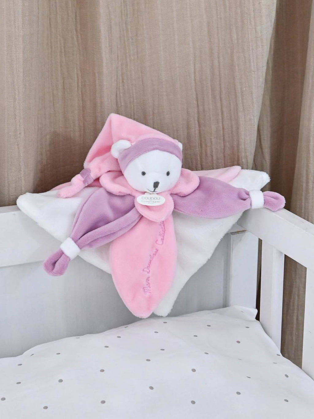 Doudou carré ours 24cm collector rose