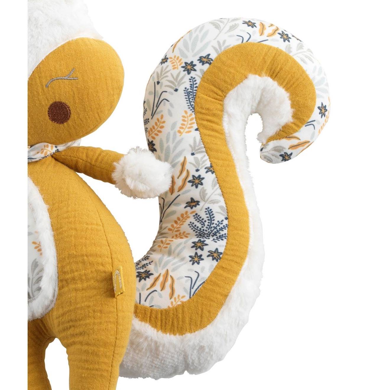 Doudou écureuil en velours - promenons nous jaune foncé
