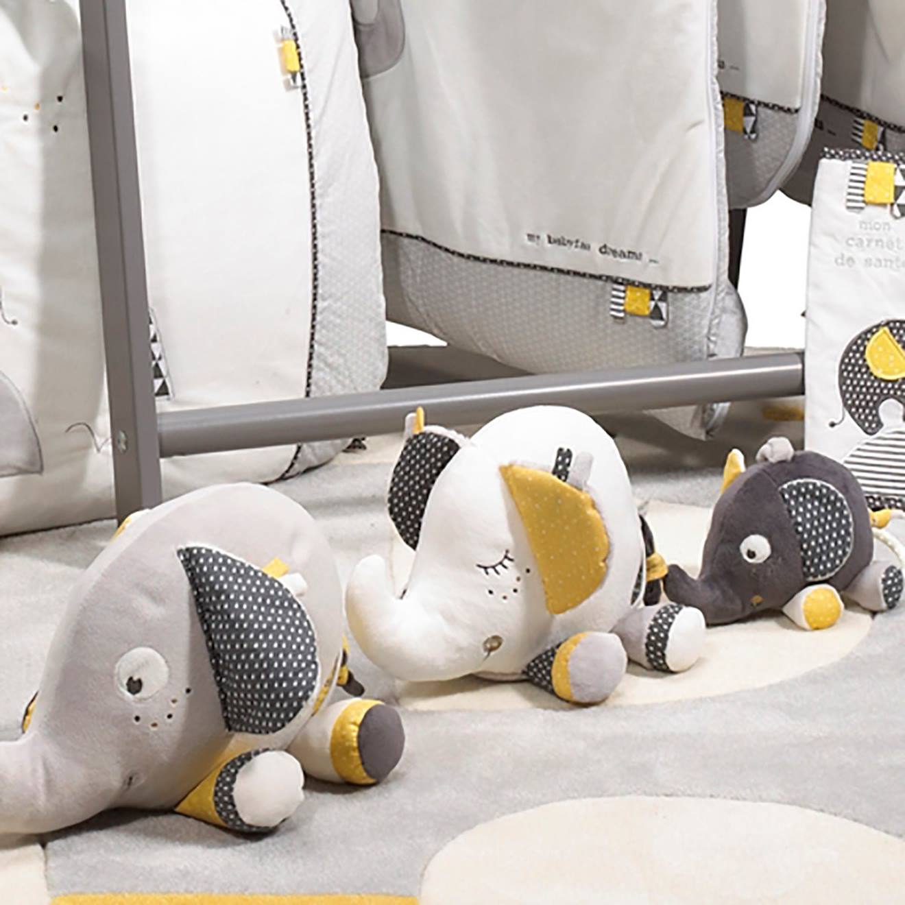 Doudou eléphant en velours - babyfan blanc